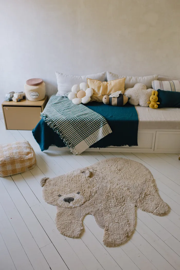 Kids Bear Brown 4' x 4'1 Machine Washable Rug - Thumbnail - Image 2
