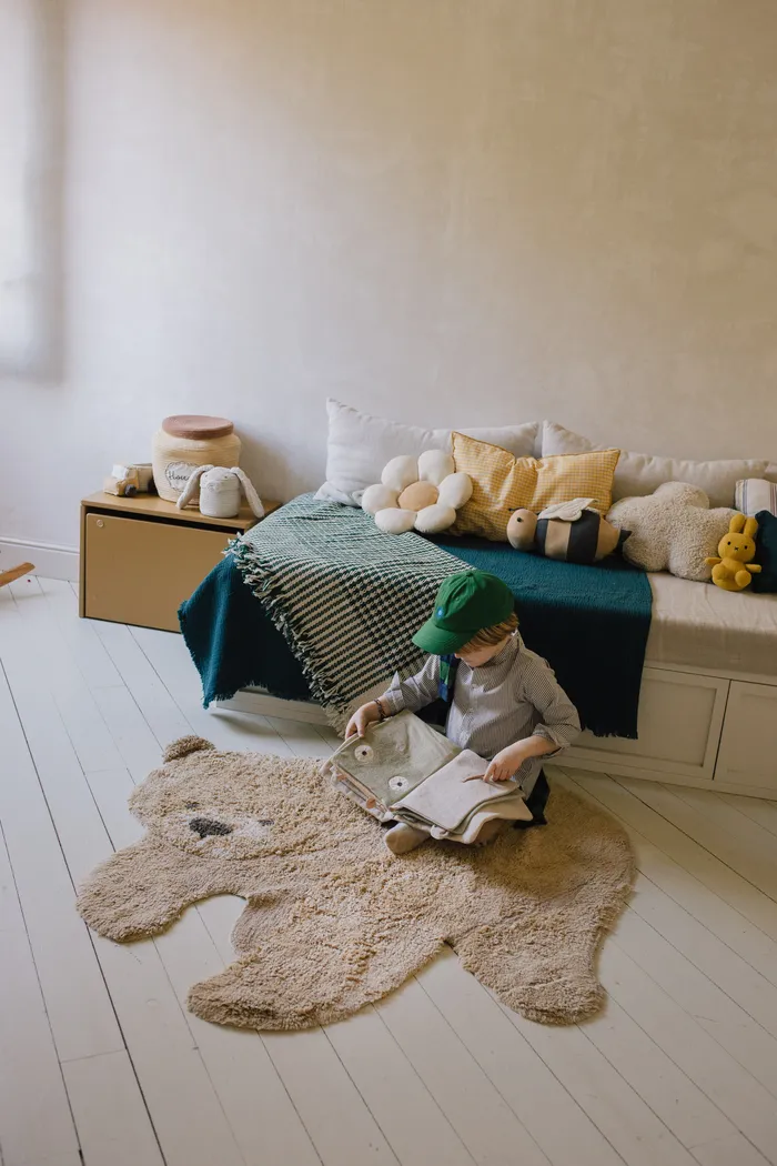 Kids Bear Brown 4' x 4'1 Machine Washable Rug - Thumbnail - Image 3