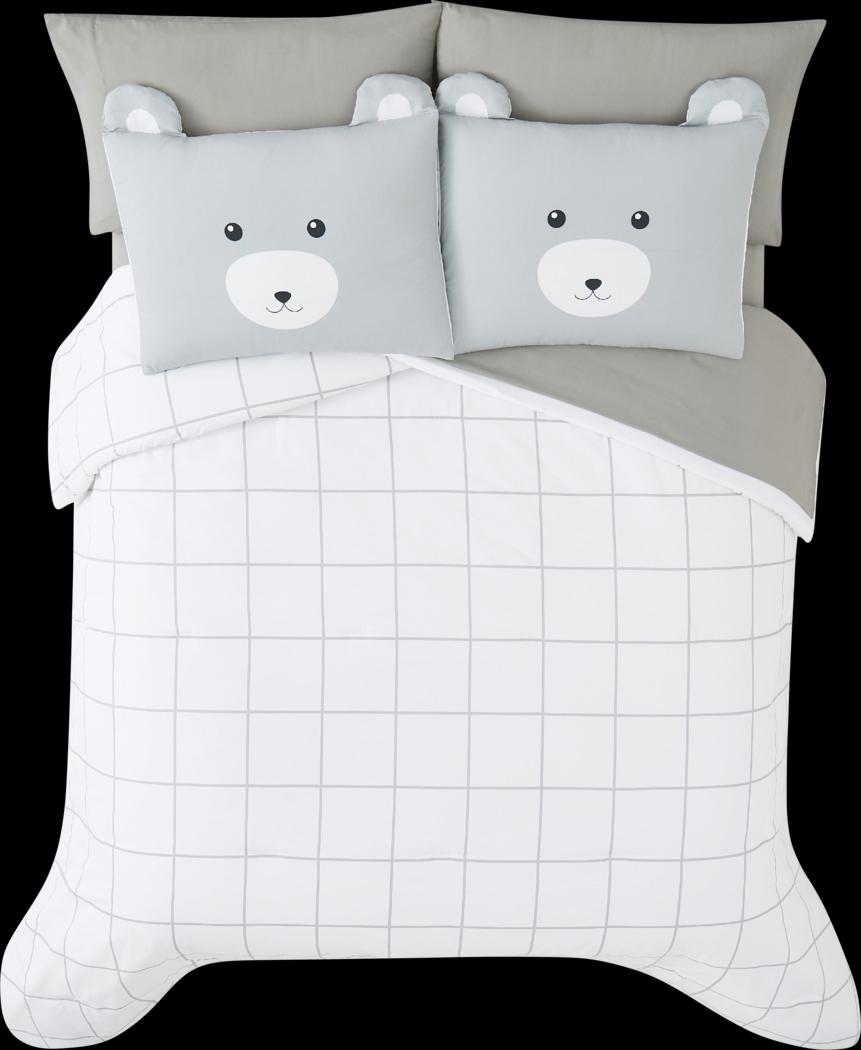Kids Bear Cuddles Gray 5 Pc Twin Comforter Set - Thumbnail - Image 1