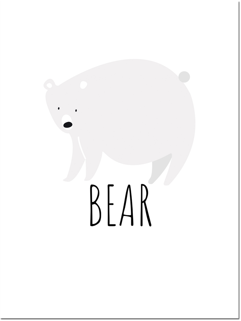 Kids Bear Gray Wall Art - Thumbnail - Image 1