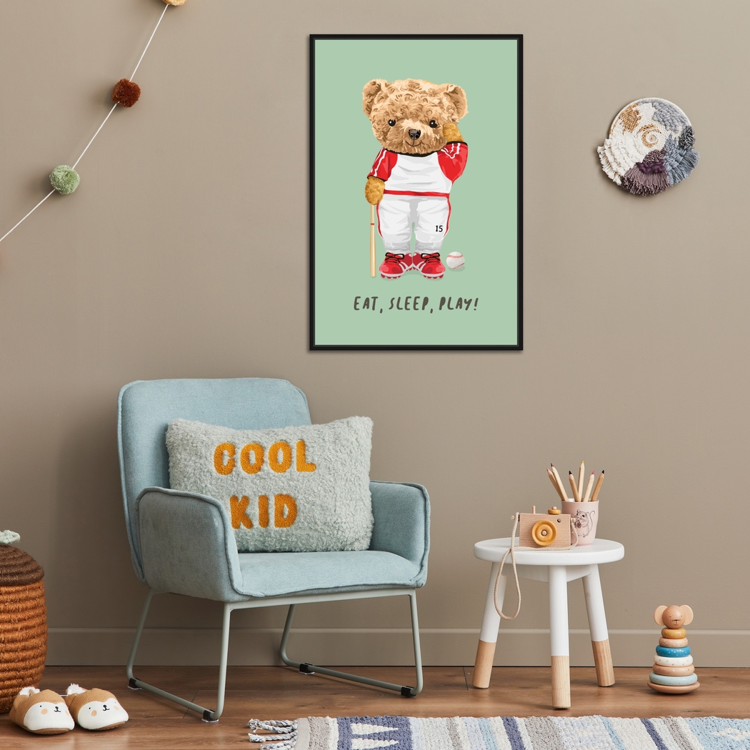 Kids Bears Eat Sleep Play Green Medium Wall Art - Thumbnail - Image 3