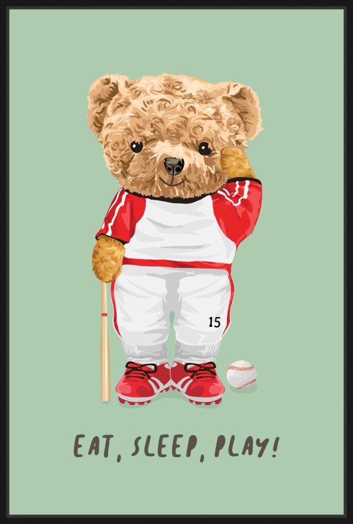 Kids Bears Eat Sleep Play Green Medium Wall Art - Thumbnail - Image 1