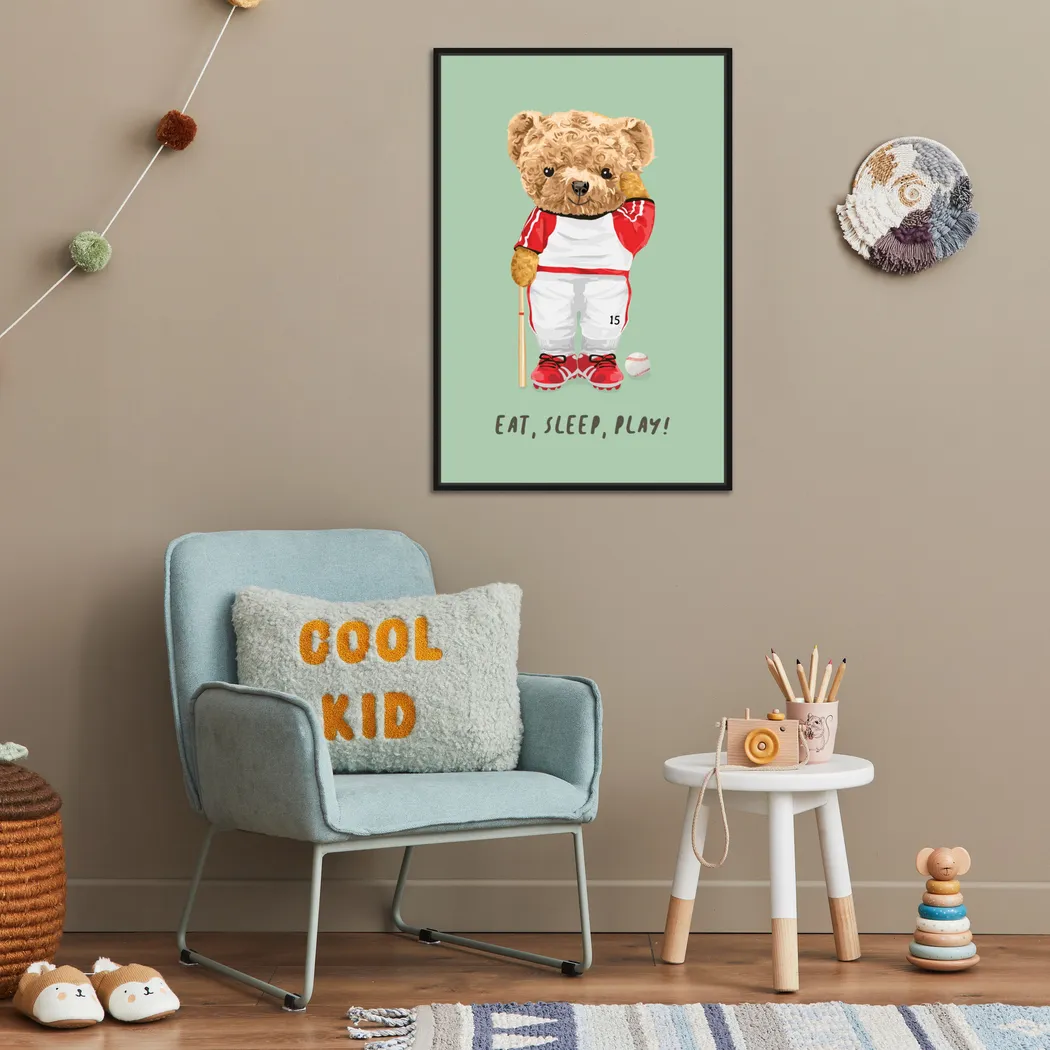 Kids Bears Eat Sleep Play Green Small Wall Art - Thumbnail - Image 3