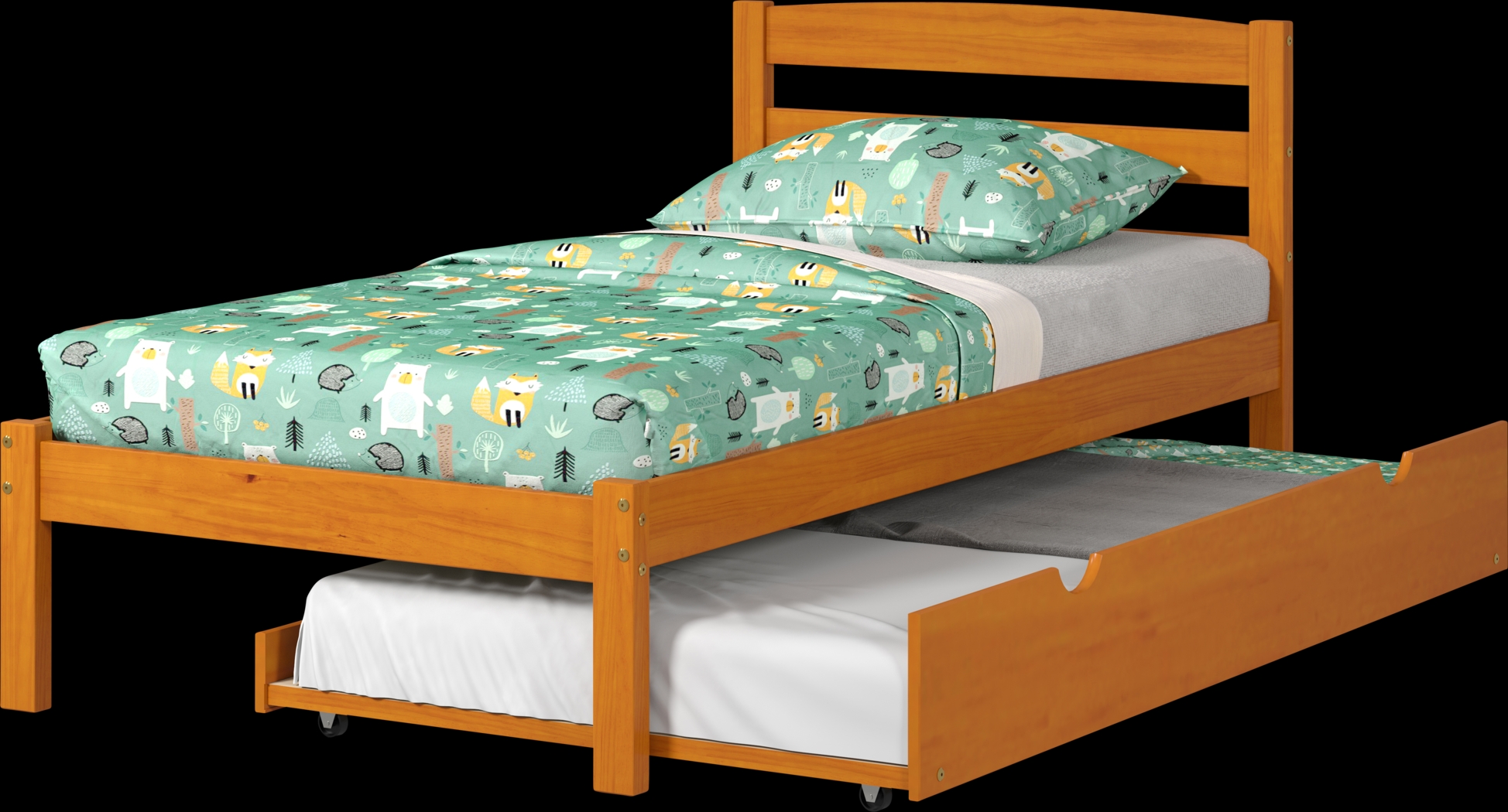 Kids Begole Orange Twin Bed with Trundle - Thumbnail - Image 1