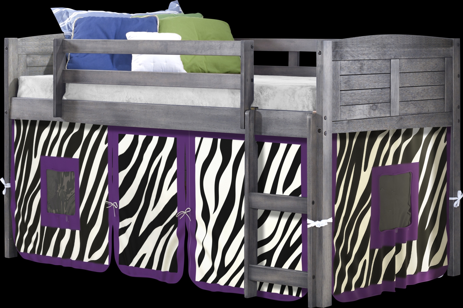 Kids Beland Gray Purple Twin Tent Loft Bed - Thumbnail - Image 1