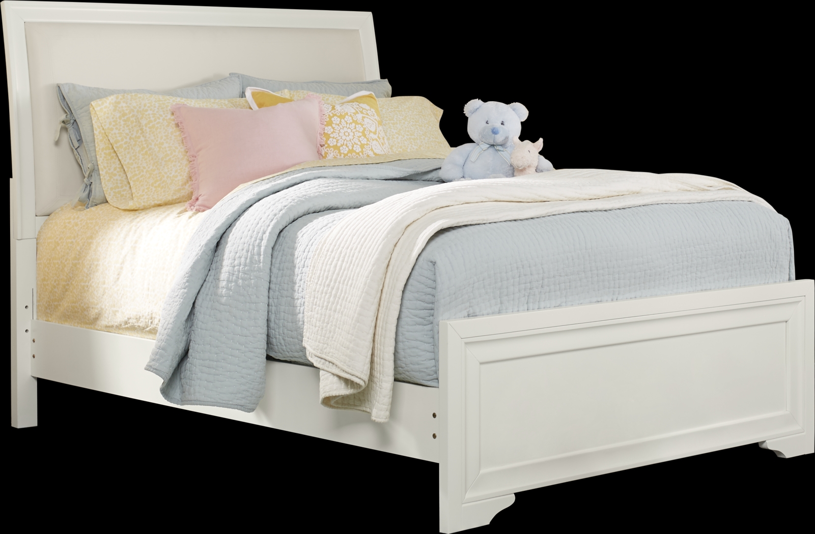 Kids Belcourt Jr. White 3 Pc Twin Bed with Upholstered Inset - Thumbnail - Image 1