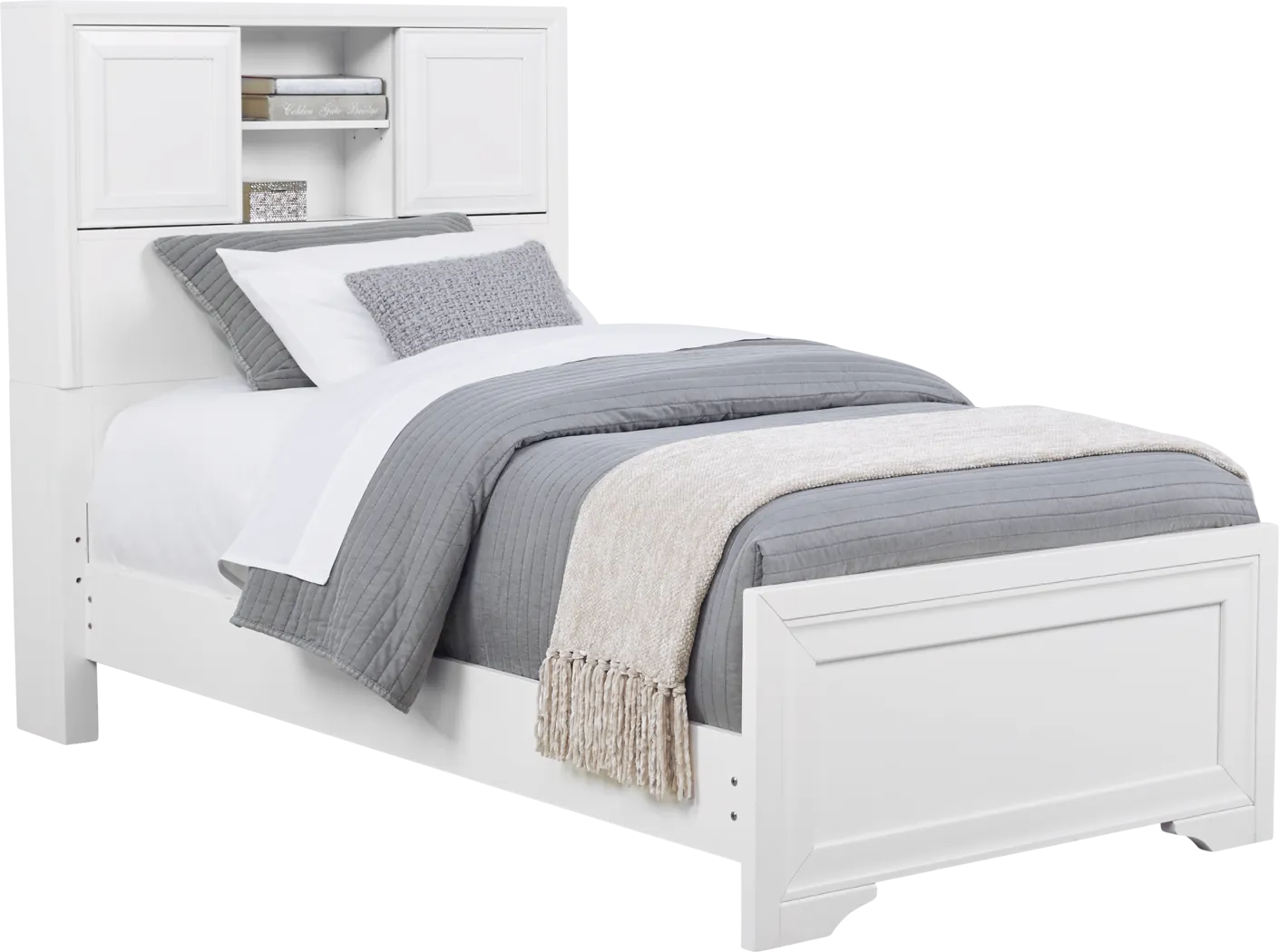 Kids Belcourt Jr. White 4 Pc Full Bookcase Bed - Thumbnail - Image 1