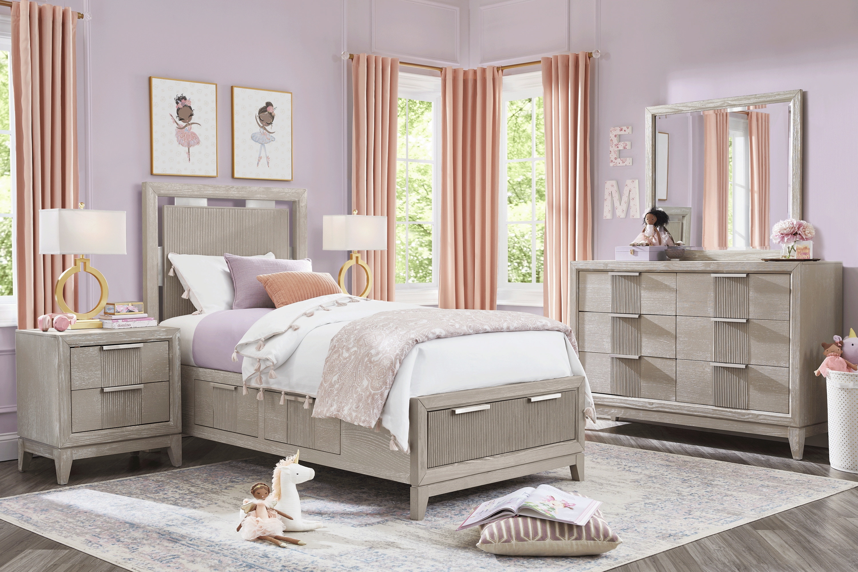 Kids Bellante Jr. 3 Pc Linen Twin Storage Bed - Thumbnail - Image 2