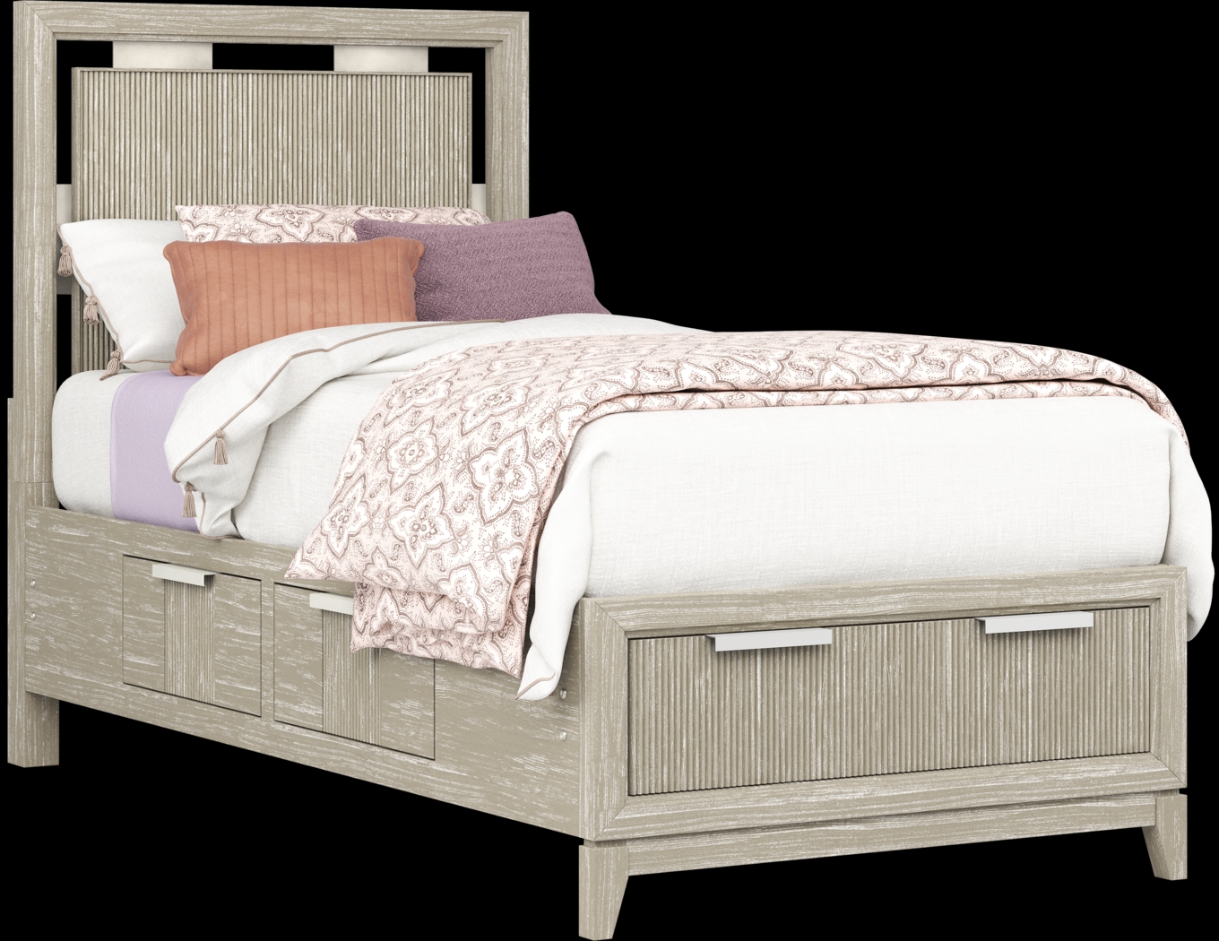 Kids Bellante Jr. 3 Pc Linen Twin Storage Bed - Thumbnail - Image 1