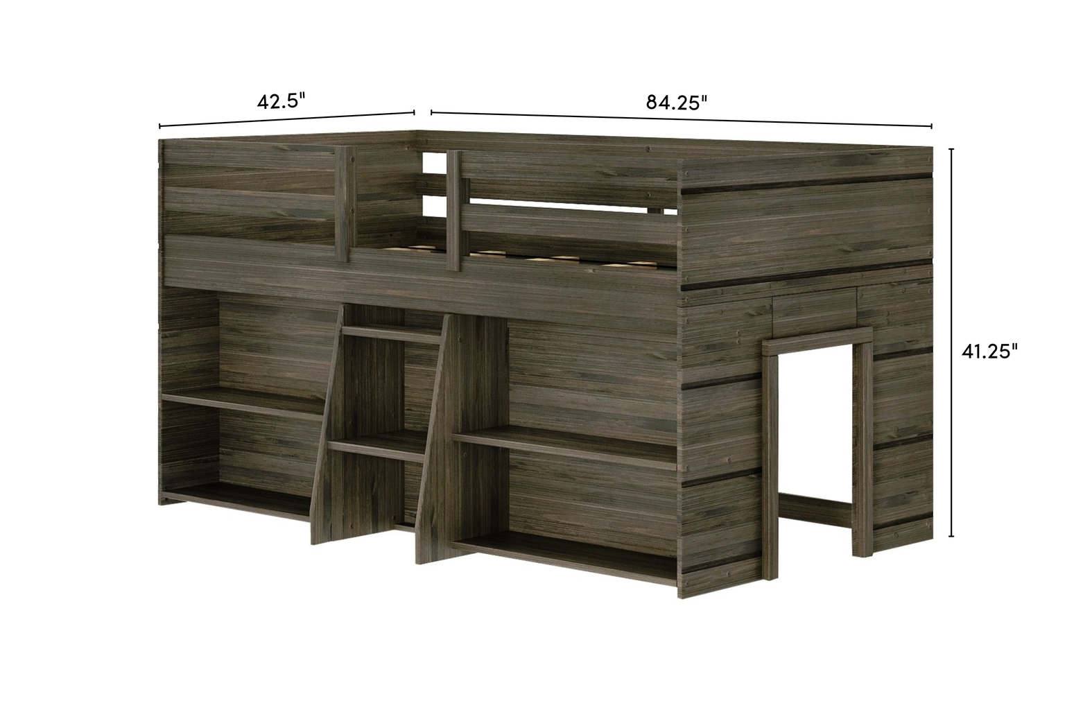 Kids Bellavi Brown Twin Loft Bed with Bookcase - Thumbnail - Image 6