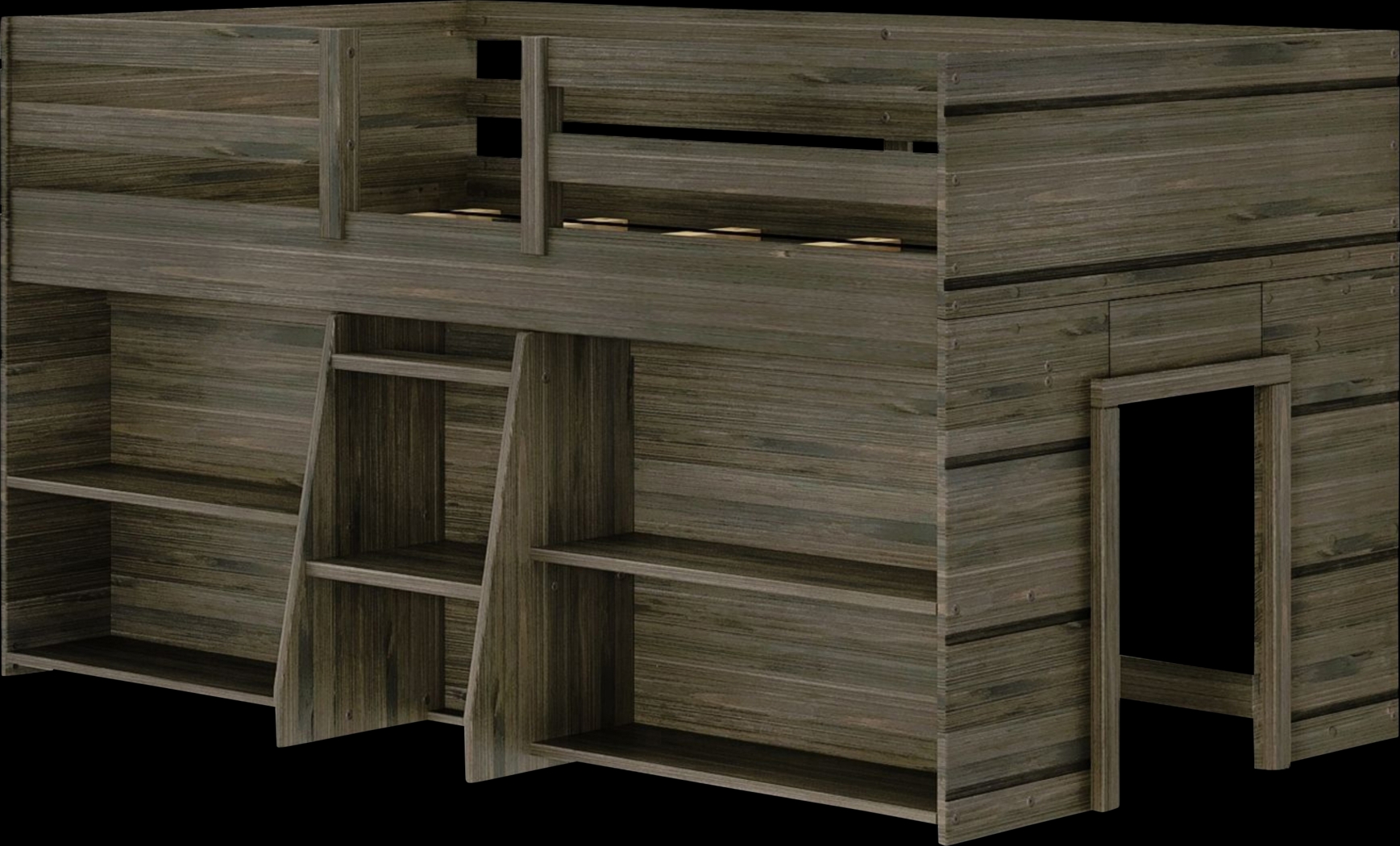 Kids Bellavi Brown Twin Loft Bed with Bookcase - Thumbnail - Image 1