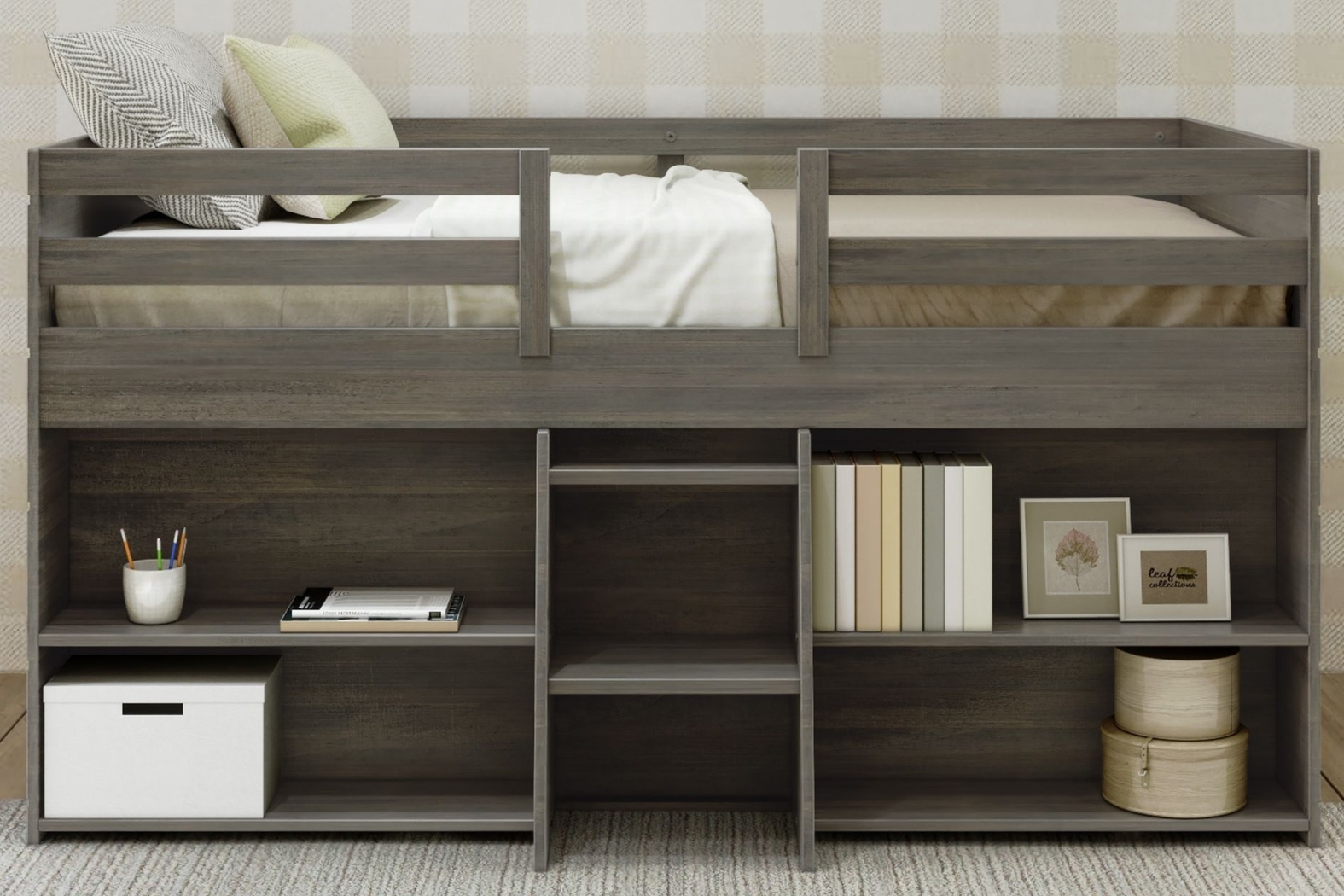 Kids Bellavi Gray Twin Loft Bed with Bookcase - Thumbnail - Image 2