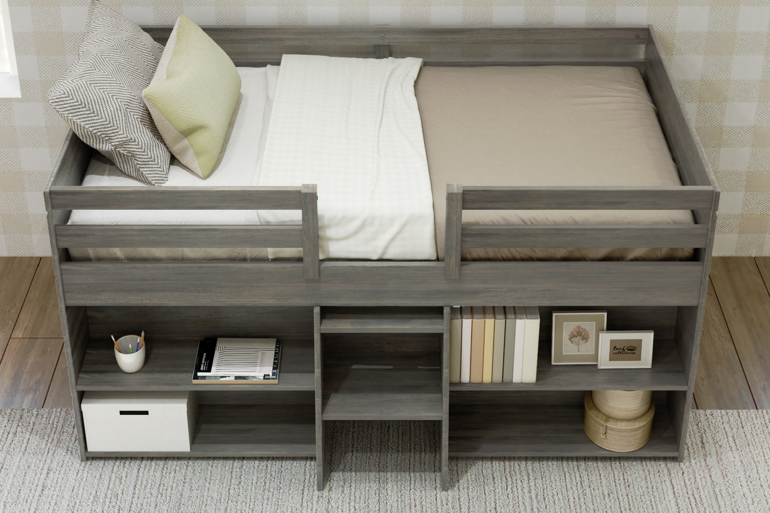 Kids Bellavi Gray Twin Loft Bed with Bookcase - Thumbnail - Image 4