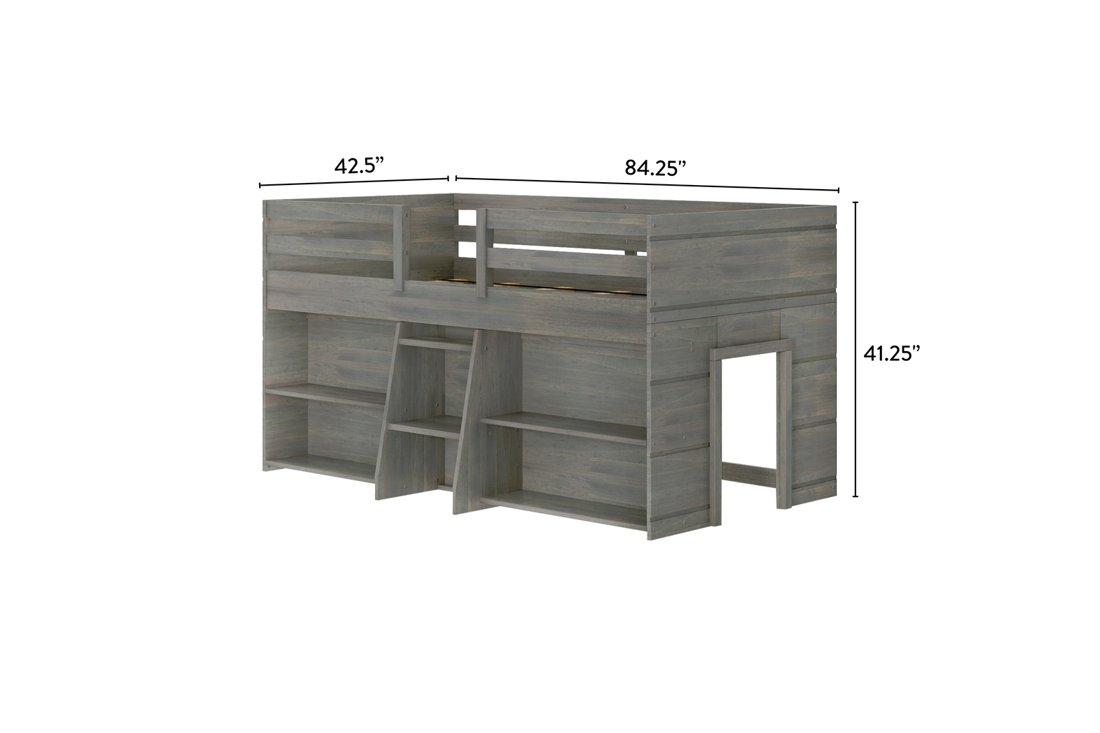 Kids Bellavi Gray Twin Loft Bed with Bookcase - Thumbnail - Image 7