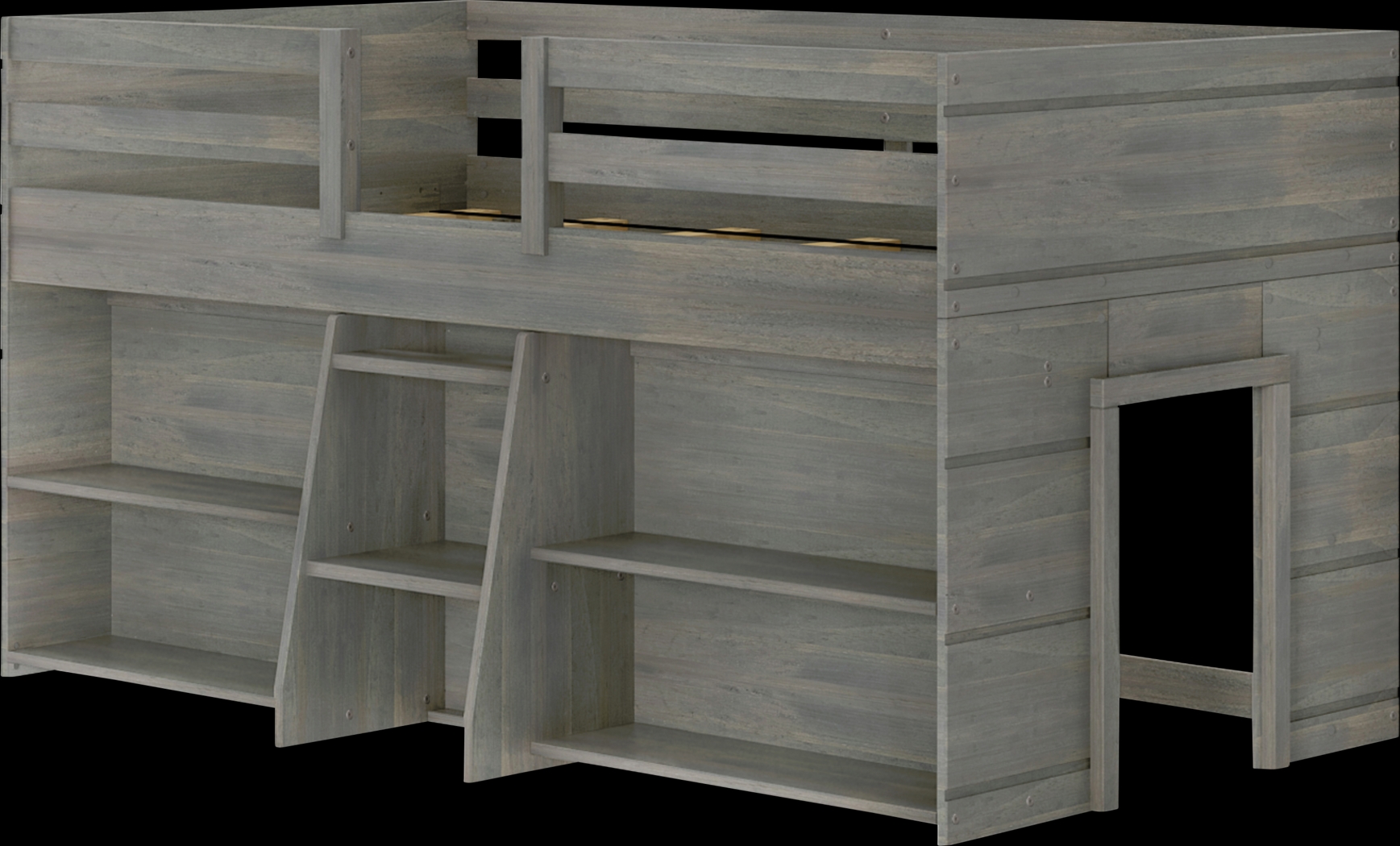 Kids Bellavi Gray Twin Loft Bed with Bookcase - Thumbnail - Image 1