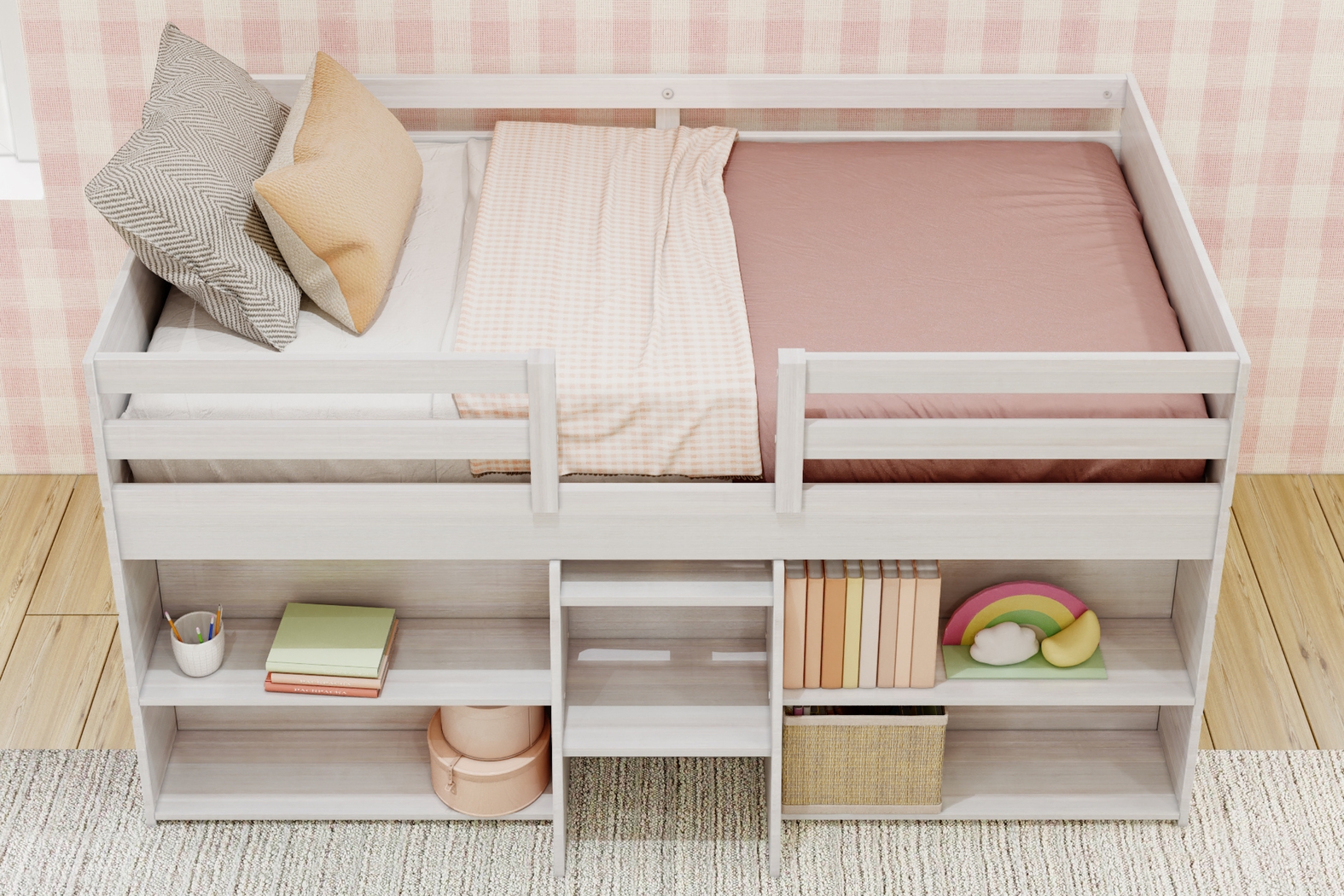 Kids Bellavi White Twin Loft Bed with Bookcase - Thumbnail - Image 4