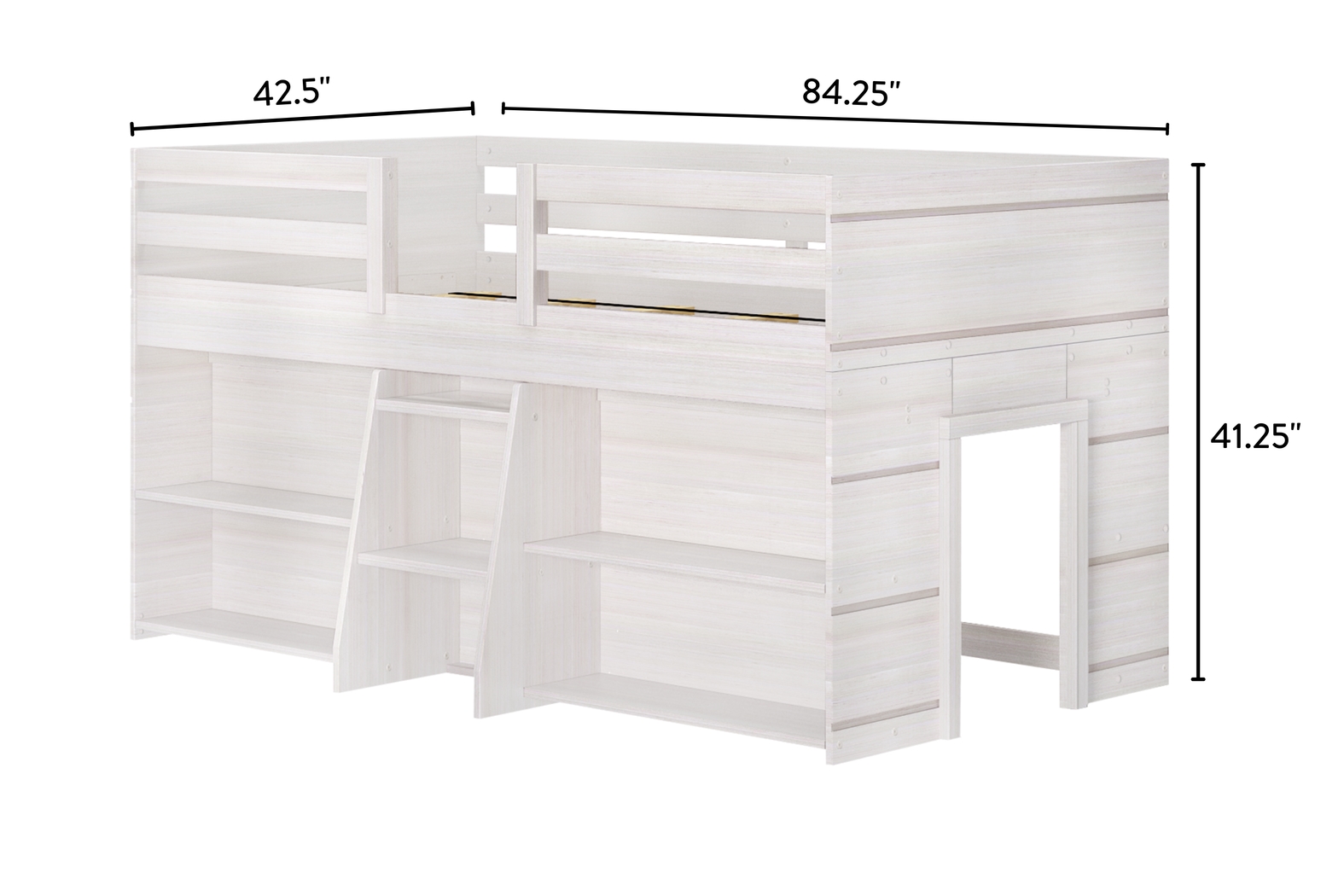 Kids Bellavi White Twin Loft Bed with Bookcase - Thumbnail - Image 6