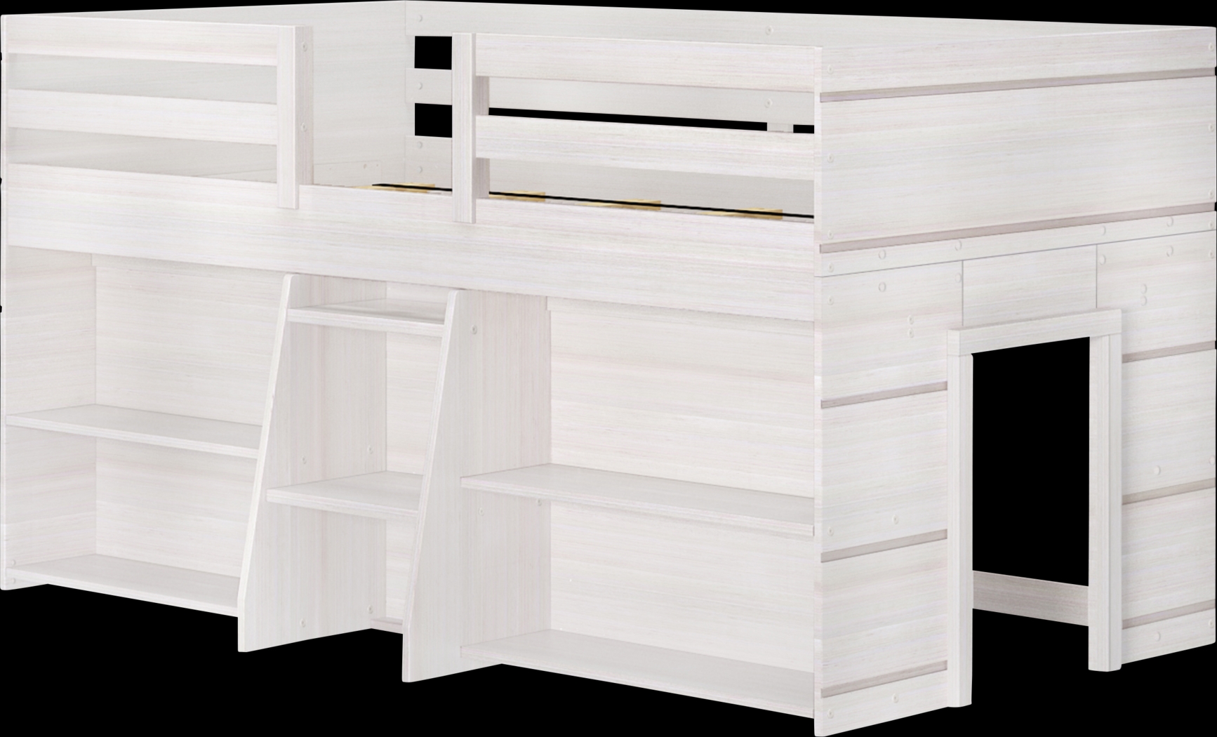 Kids Bellavi White Twin Loft Bed with Bookcase - Thumbnail - Image 1