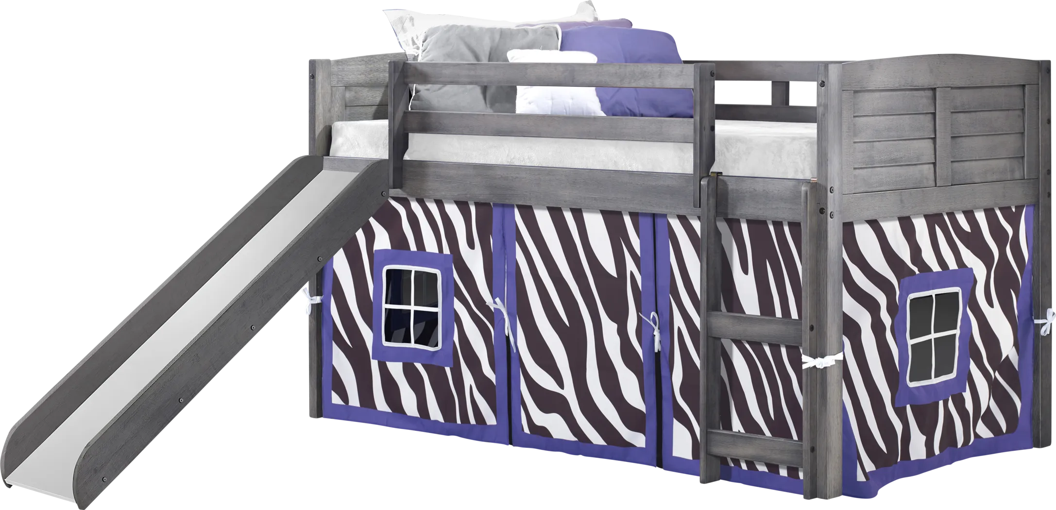 Kids Belleteau Gray Purple Twin Tent Loft Bed - Thumbnail - Image 1