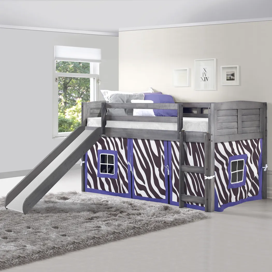 Kids Belleteau Gray Purple Twin Tent Loft Bed - Thumbnail - Image 2