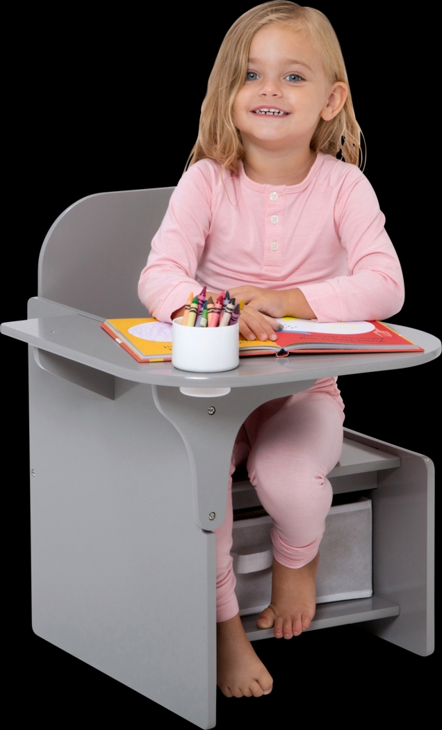 Kids Bentlee Gray Chair Desk - Thumbnail - Image 2