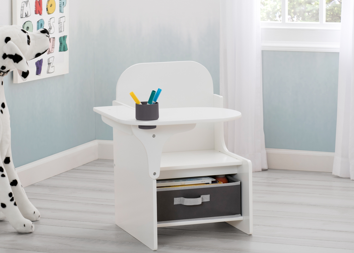 Kids Bentlee White Chair Desk - Thumbnail - Image 2