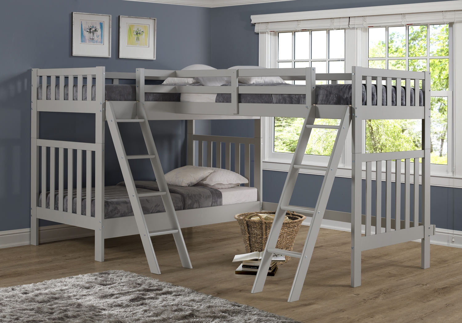 Kids Berelet Dove Gray Twin/Twin/Twin Bunk Bed - Thumbnail - Image 2
