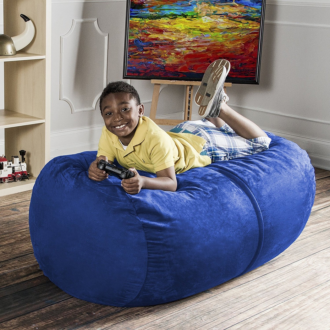 Kids Bexley Blue Bean Bag Chair - Thumbnail - Image 2