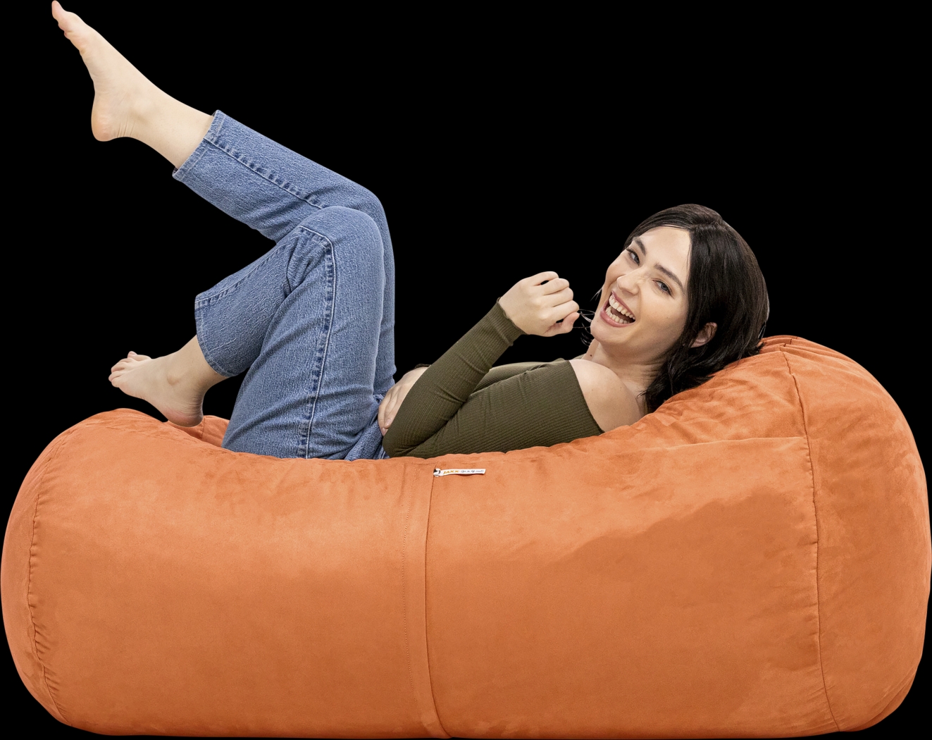 Kids Bexley Orange Bean Bag Chair - Thumbnail - Image 6
