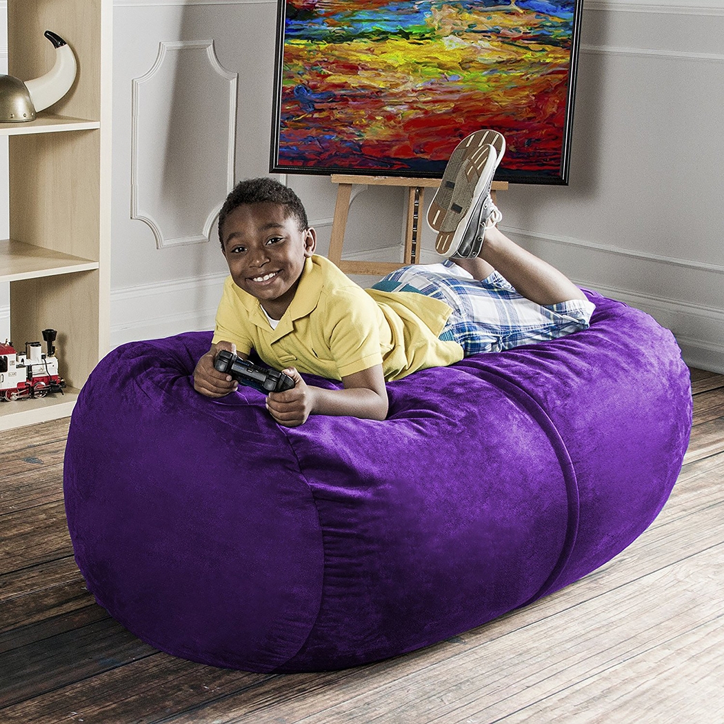 Kids Bexley Purple Bean Bag Chair - Thumbnail - Image 3