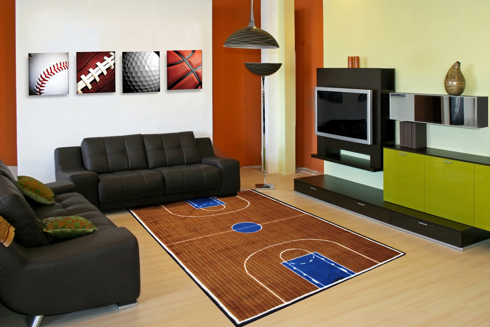 Kids Big Court Brown 5' x 7'3 Rug - Thumbnail - Image 2