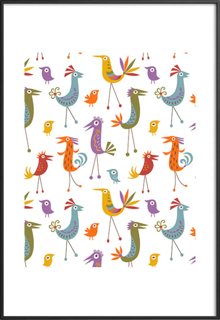Kids Bird Fun White Metal Framed Print - Thumbnail - Image 1