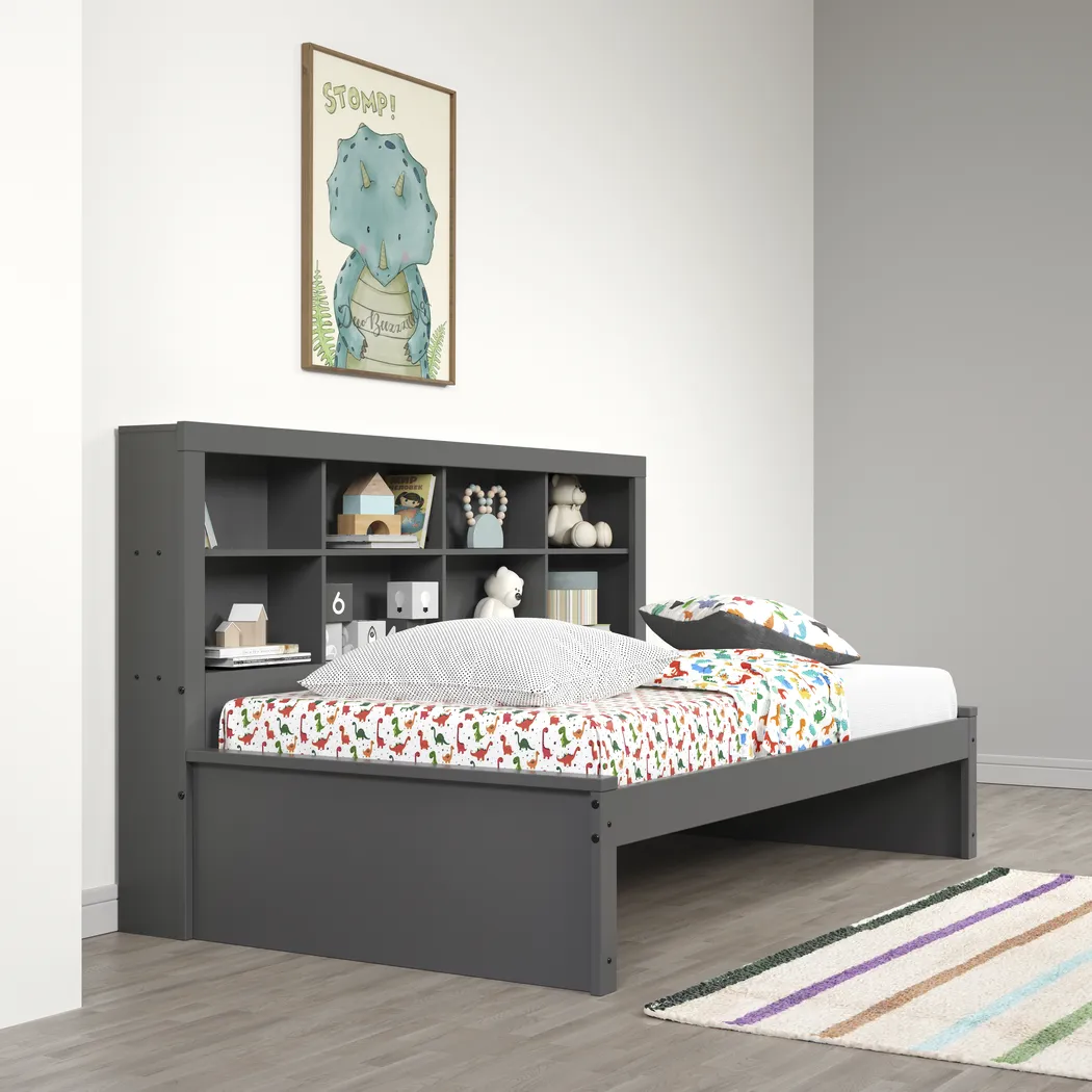 Kids Biserka I Dark Gray Twin Day Bed with Bookcase - Thumbnail - Image 2