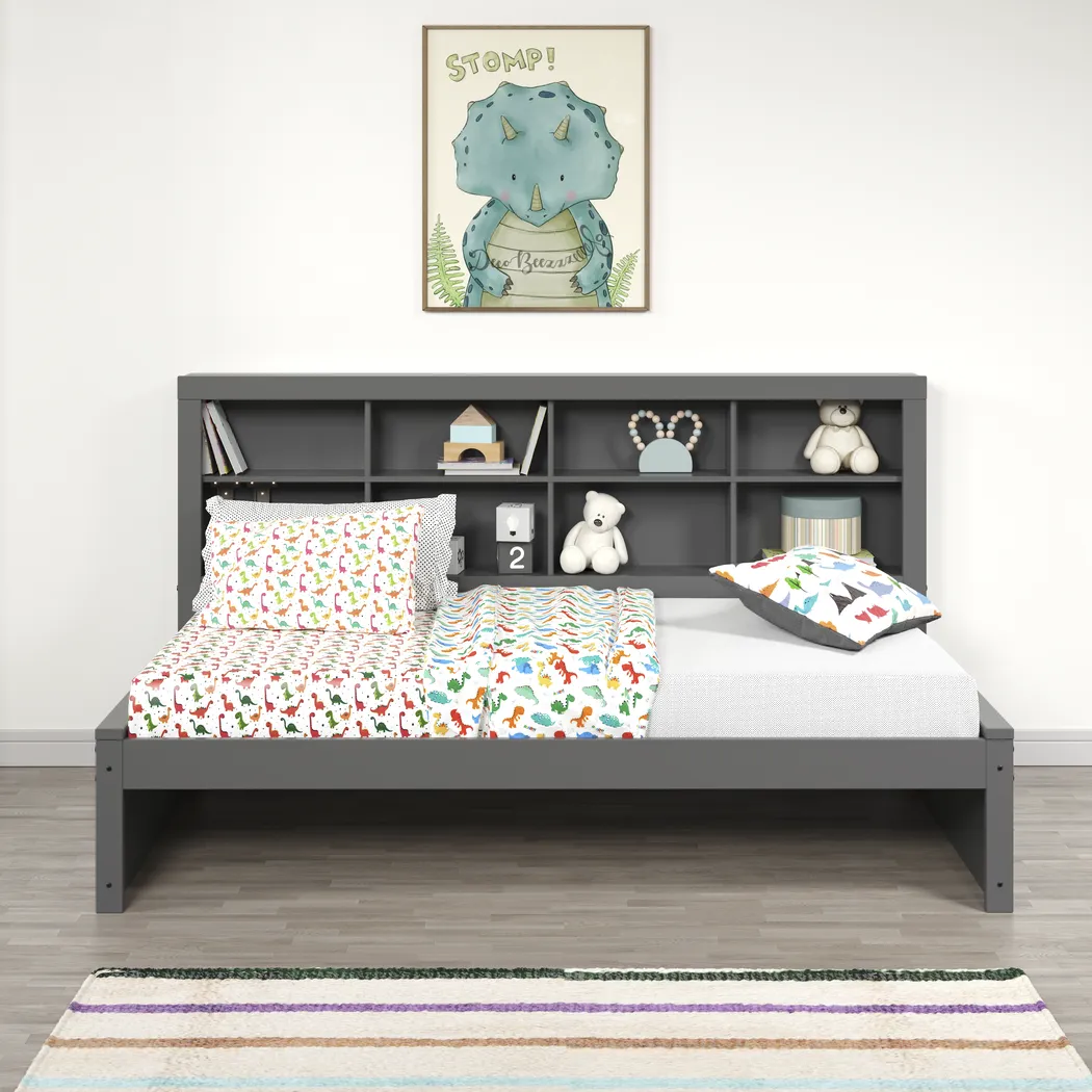 Kids Biserka I Dark Gray Twin Day Bed with Bookcase - Thumbnail - Image 3