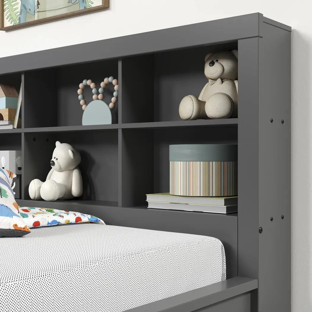 Kids Biserka I Dark Gray Twin Day Bed with Bookcase - Thumbnail - Image 5
