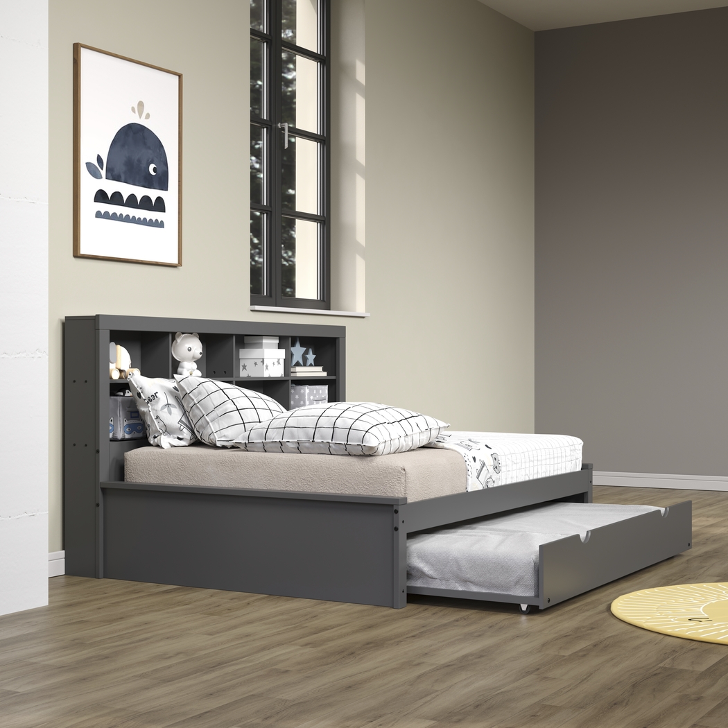 Kids Biserka II Dark Gray Full Day Bed with Bookcase & Trundle - Thumbnail - Image 2