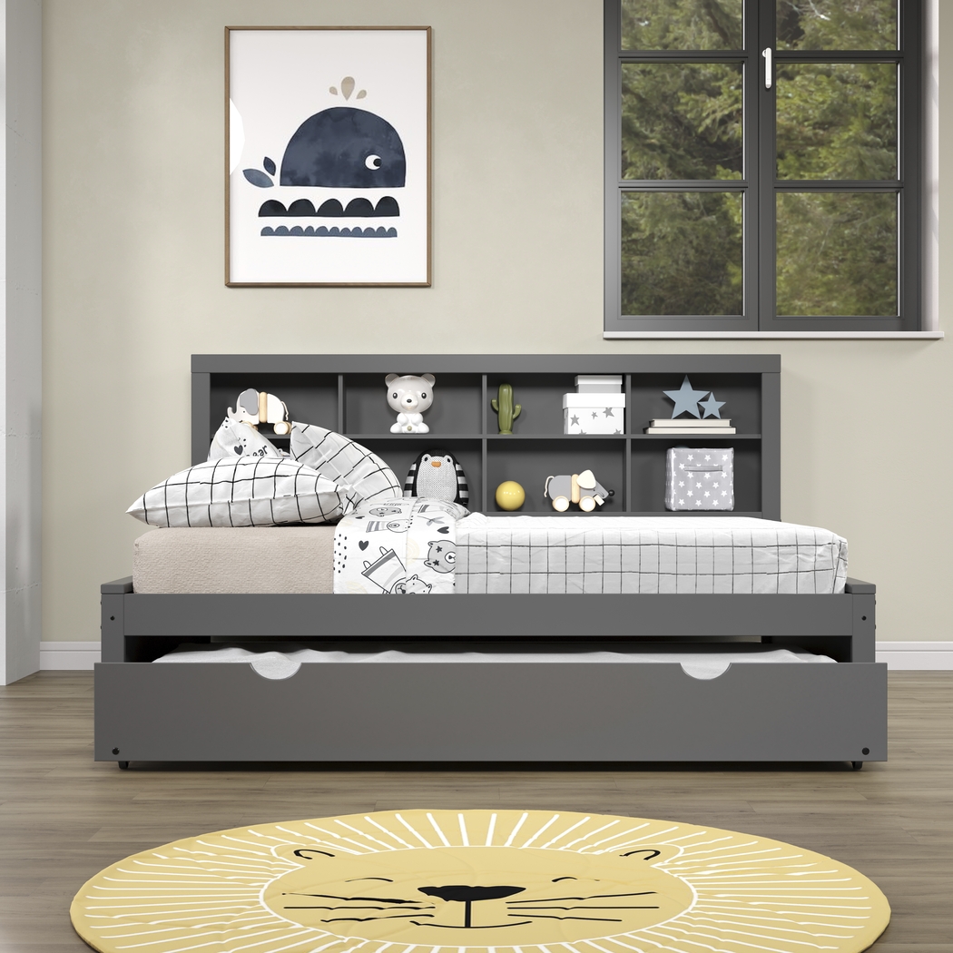 Kids Biserka II Dark Gray Full Day Bed with Bookcase & Trundle - Thumbnail - Image 3