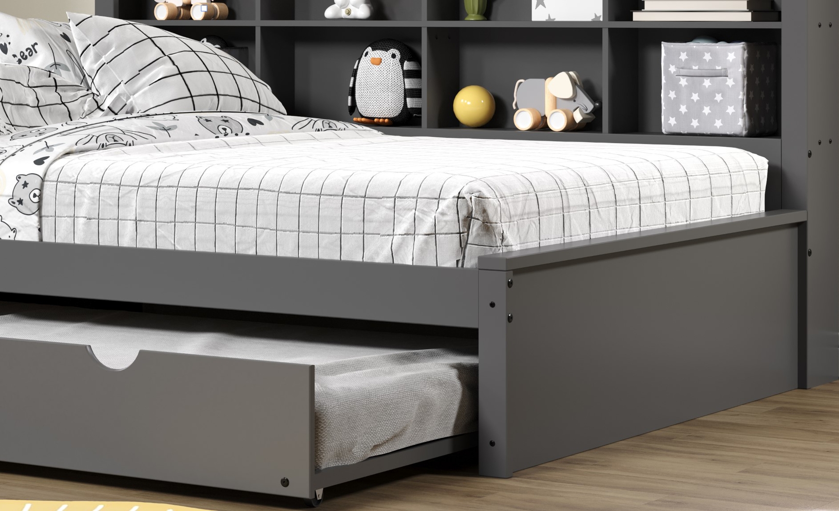 Kids Biserka II Dark Gray Full Day Bed with Bookcase & Trundle - Thumbnail - Image 5