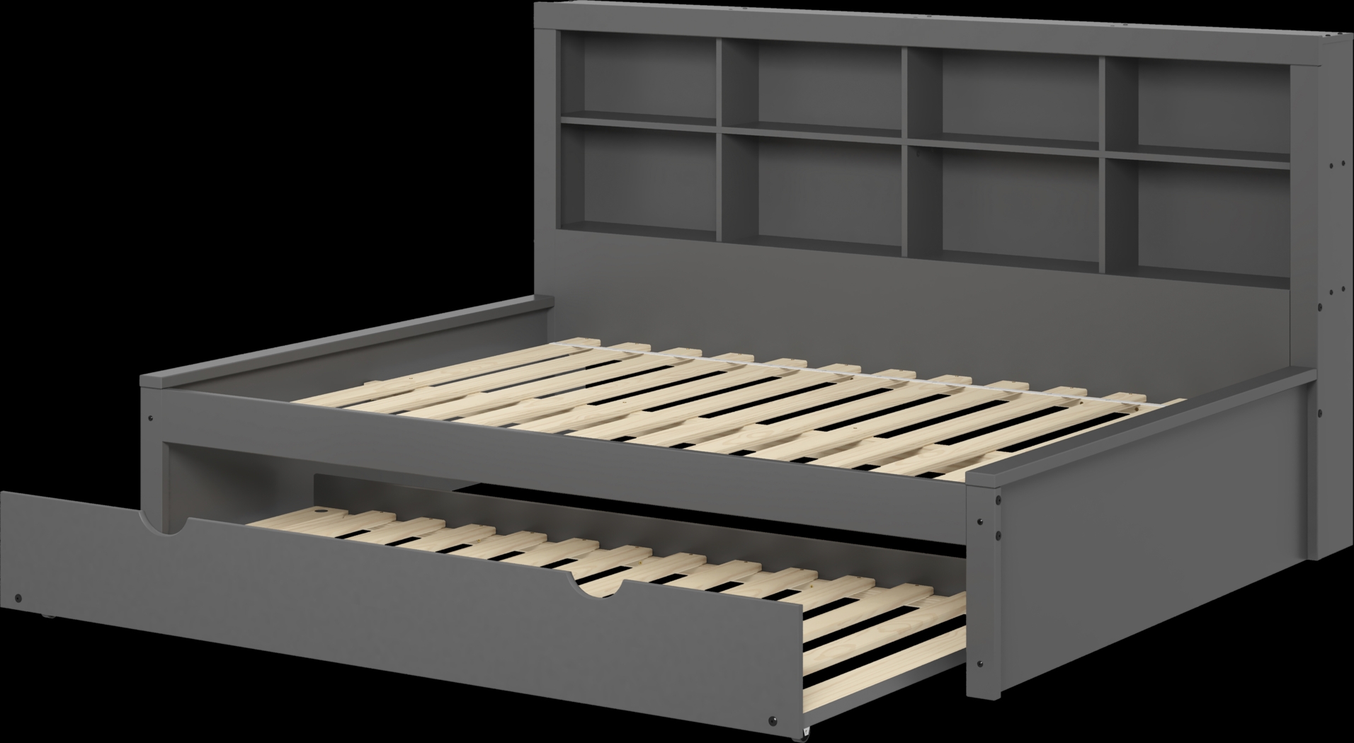 Kids Biserka II Dark Gray Full Day Bed with Bookcase & Trundle - Thumbnail - Image 6