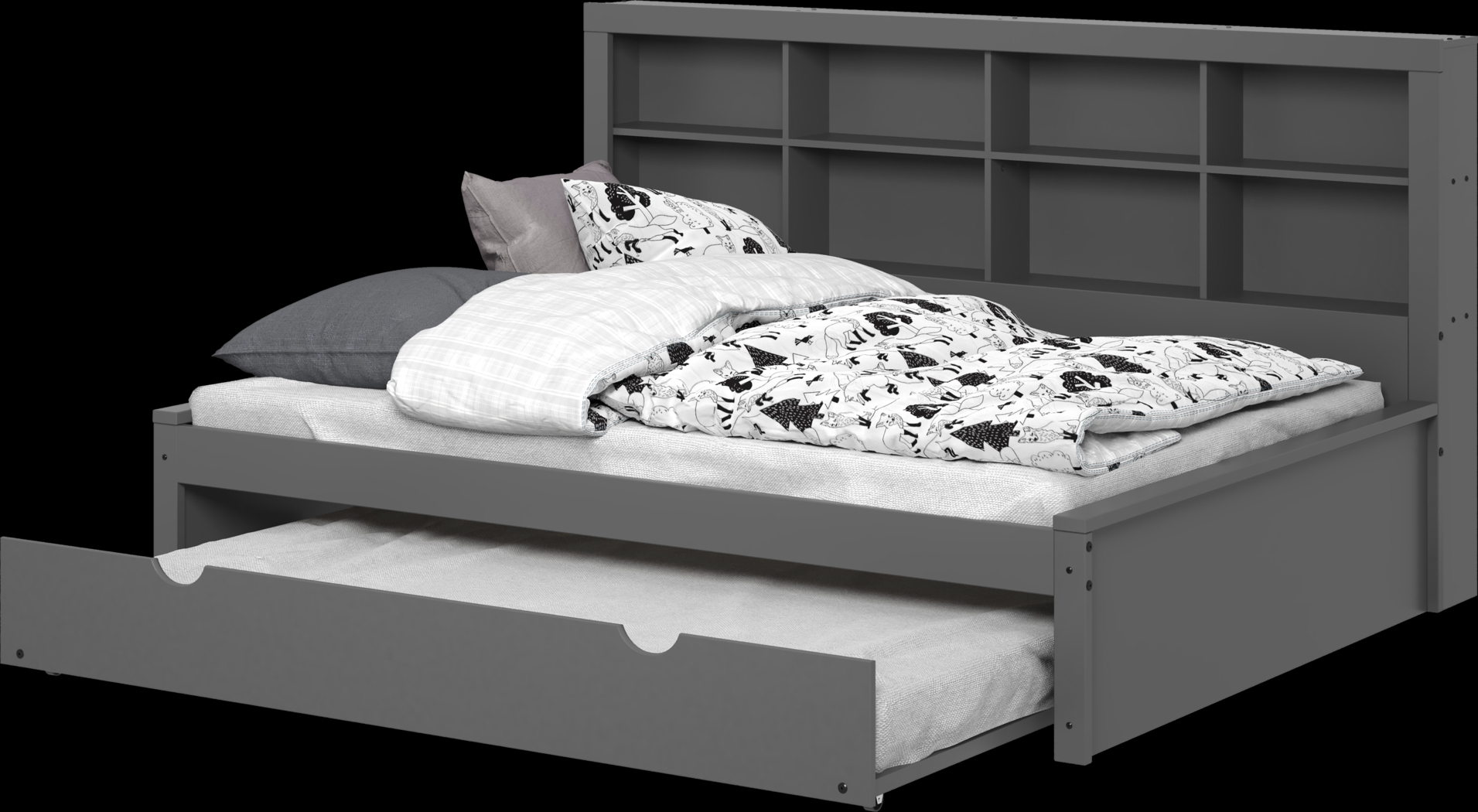 Kids Biserka II Dark Gray Full Day Bed with Bookcase & Trundle - Thumbnail - Image 7