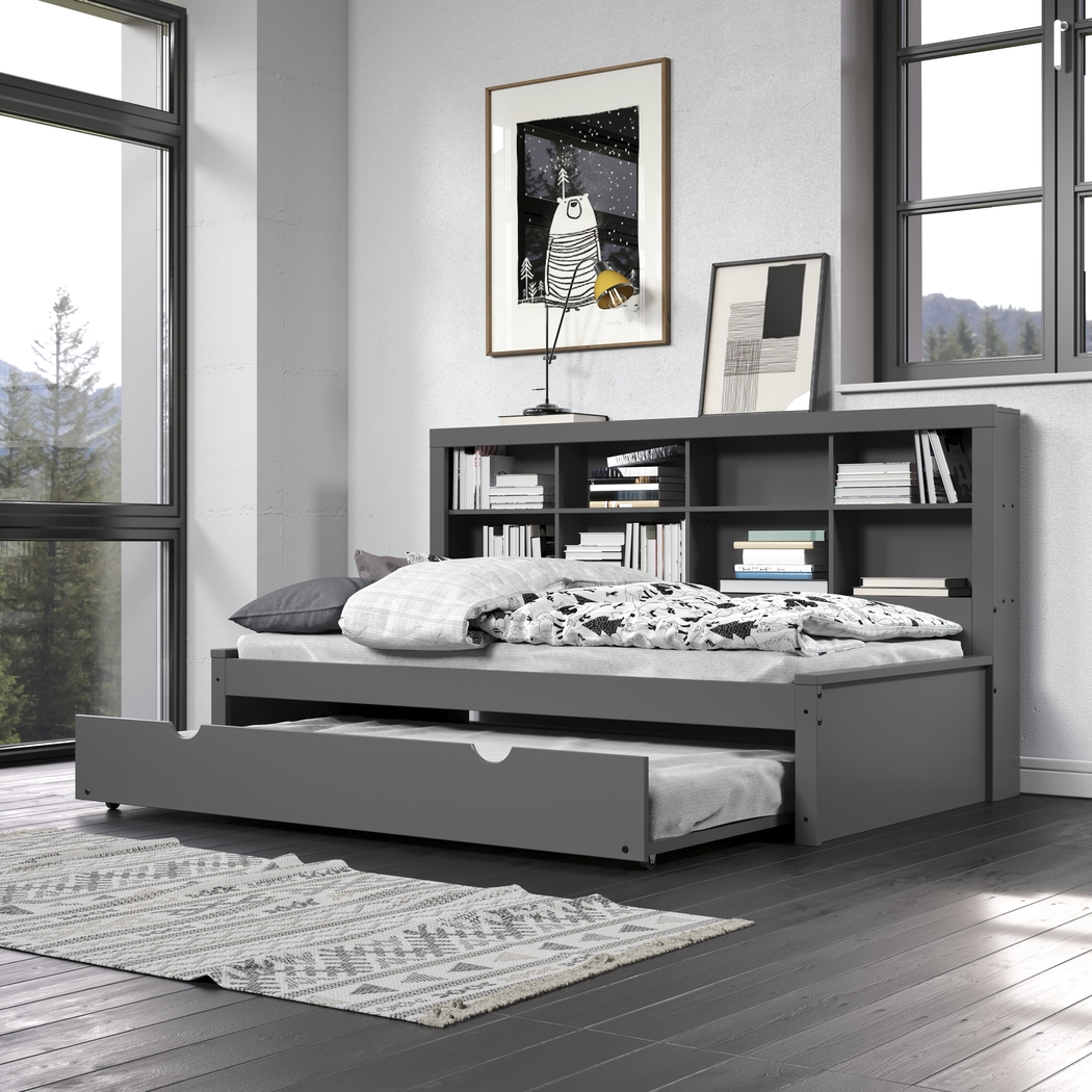 Kids Biserka II Dark Gray Twin Day Bed with Bookcase & Trundle - Thumbnail - Image 4