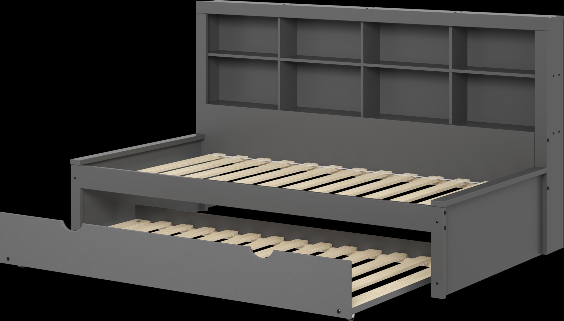 Kids Biserka II Dark Gray Twin Day Bed with Bookcase & Trundle - Thumbnail - Image 6