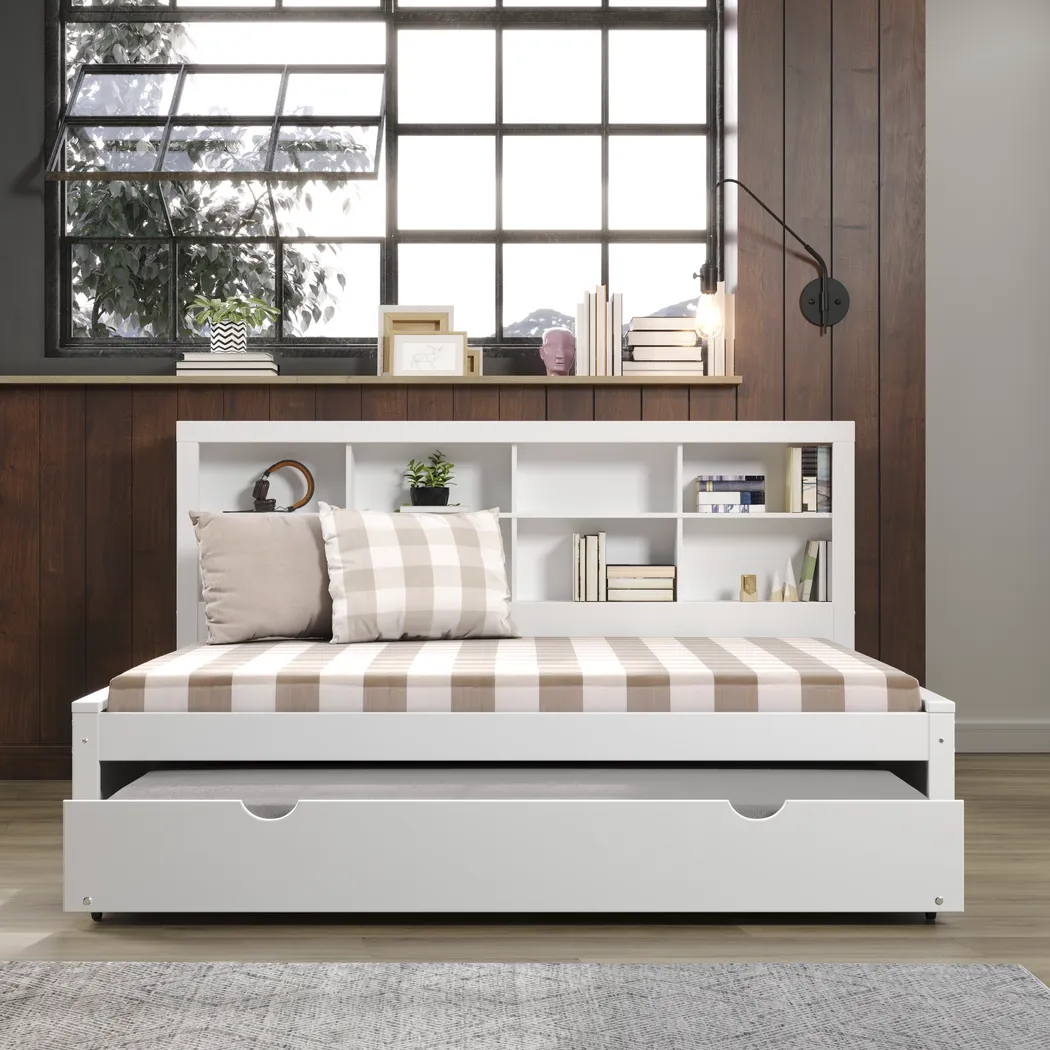 Kids Biserka II White Full Day Bed with Bookcase & Trundle - Thumbnail - Image 3