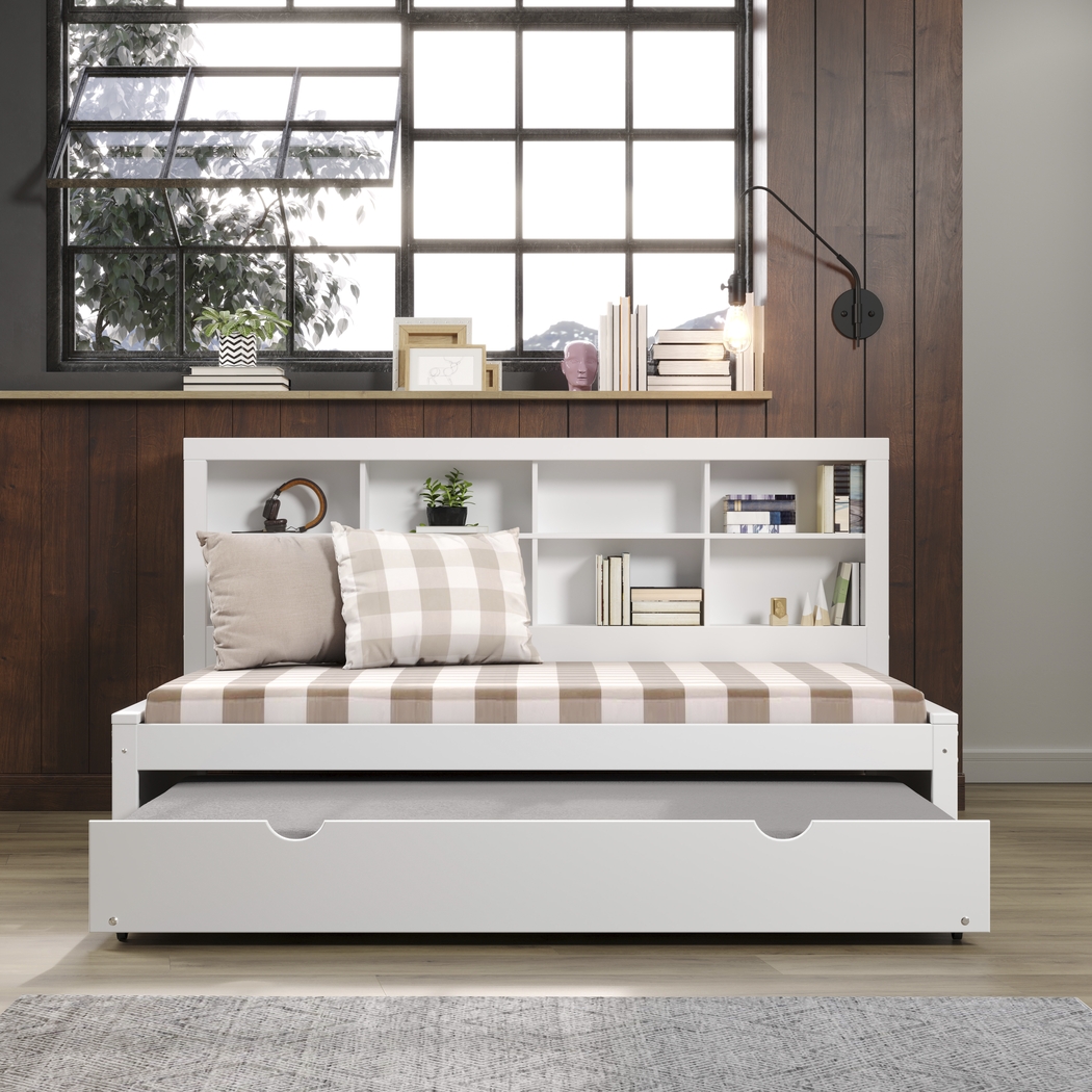 Kids Biserka II White Twin Day Bed with Bookcase & Trundle - Thumbnail - Image 2