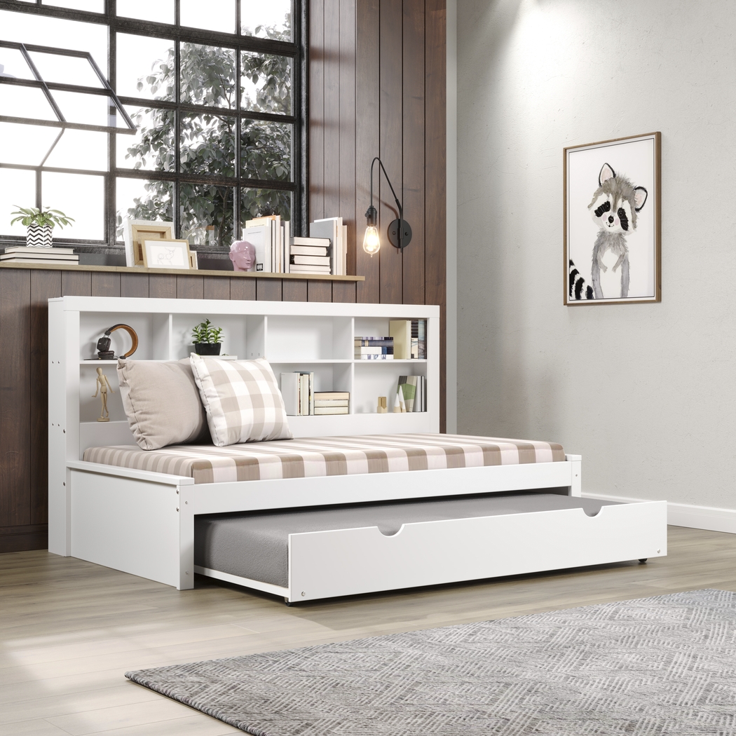 Kids Biserka II White Twin Day Bed with Bookcase & Trundle - Thumbnail - Image 3
