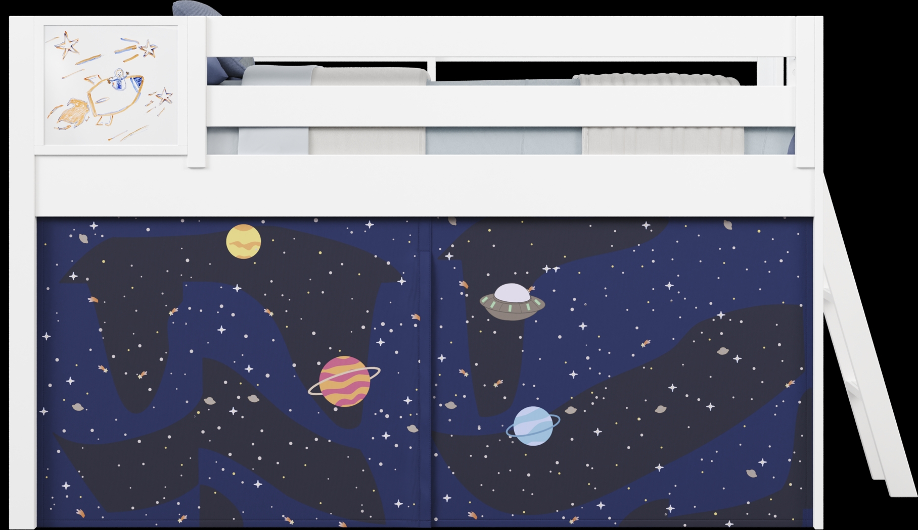 Kids Blast Off White Twin Loft Bed with Activity Panel - Thumbnail - Image 3