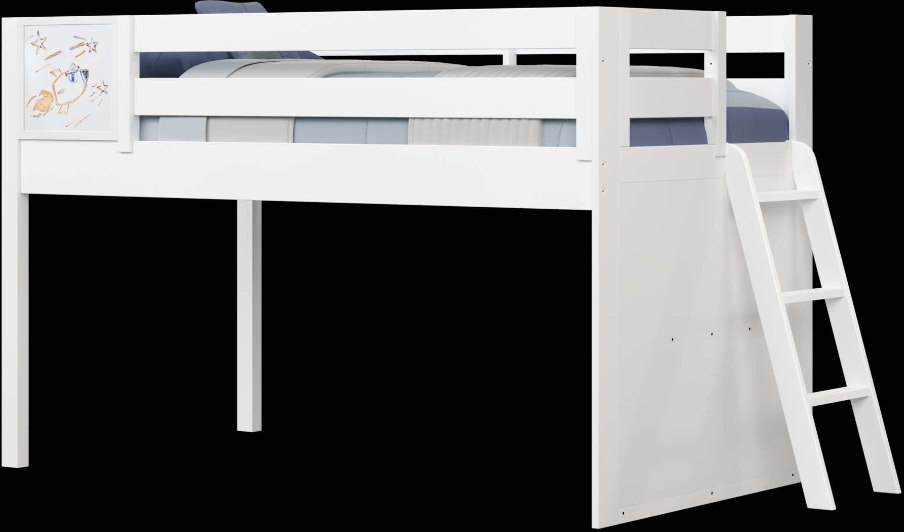 Kids Blast Off White Twin Loft Bed with Activity Panel - Thumbnail - Image 4