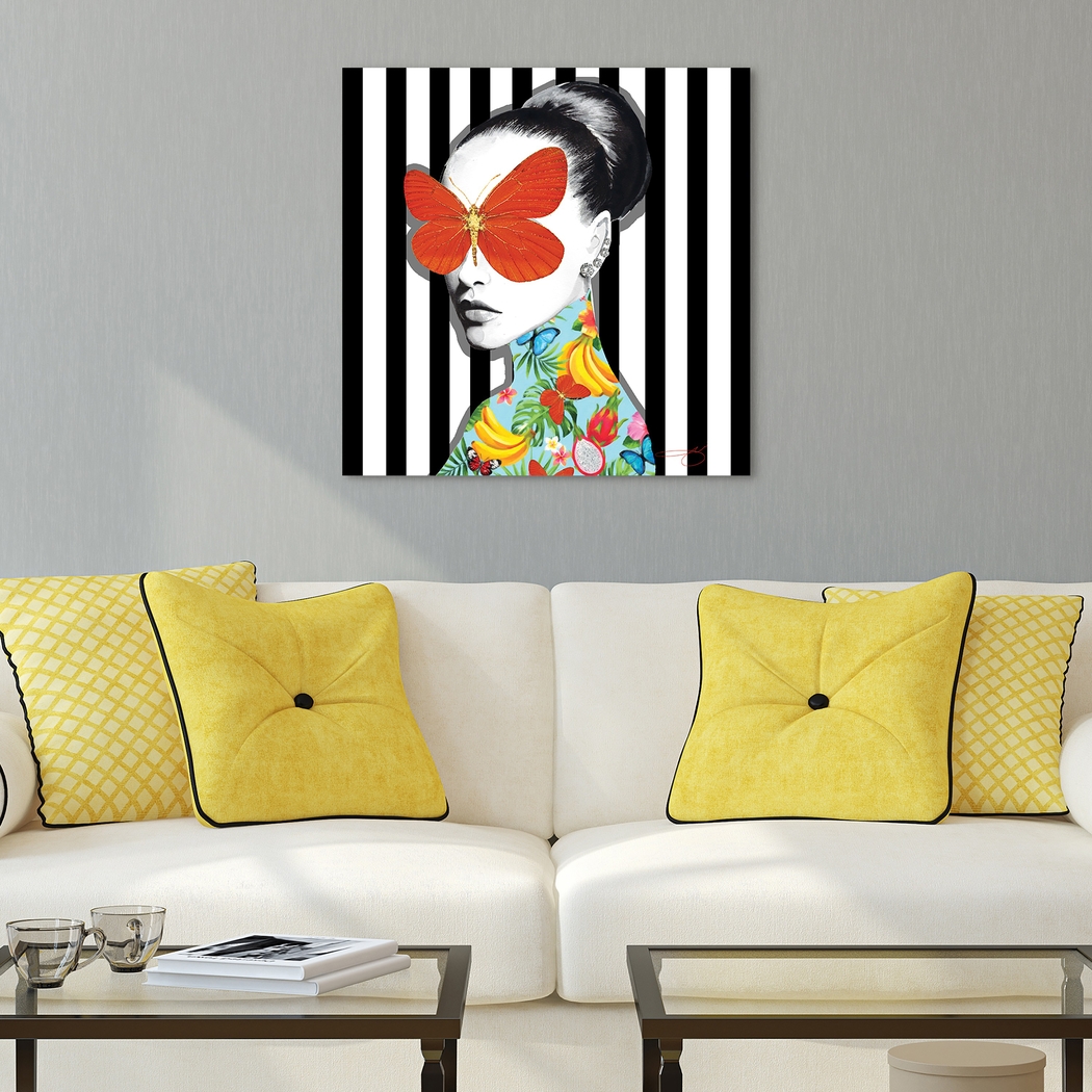 Kids Blinded By Butterfly Black Glass Wall Art - Thumbnail - Image 3