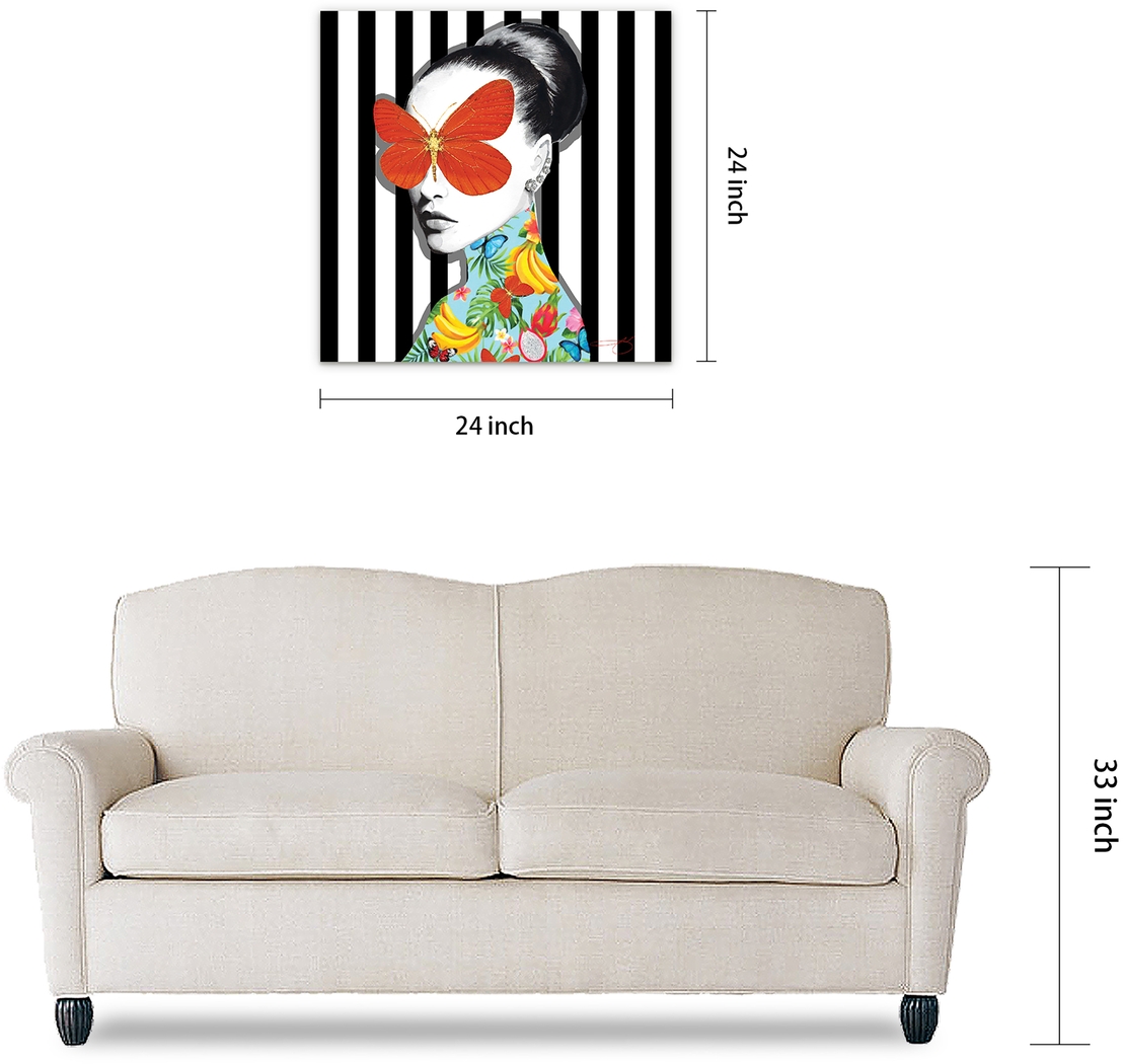 Kids Blinded By Butterfly Black Glass Wall Art - Thumbnail - Image 7