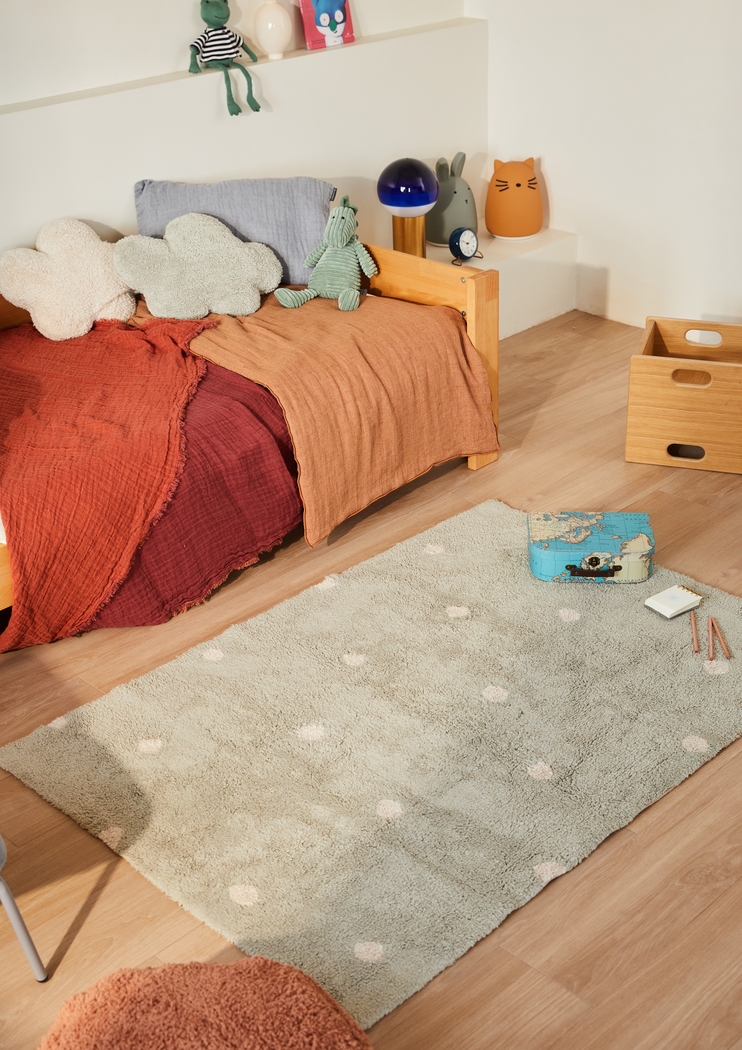 Kids Blue 3'3 x 4'11 Mini Dot Machine Washable Rug - Thumbnail - Image 2